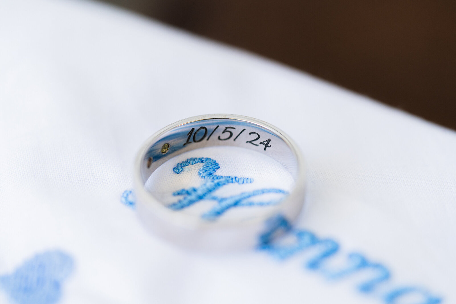 Close up photo of his wedding ring
