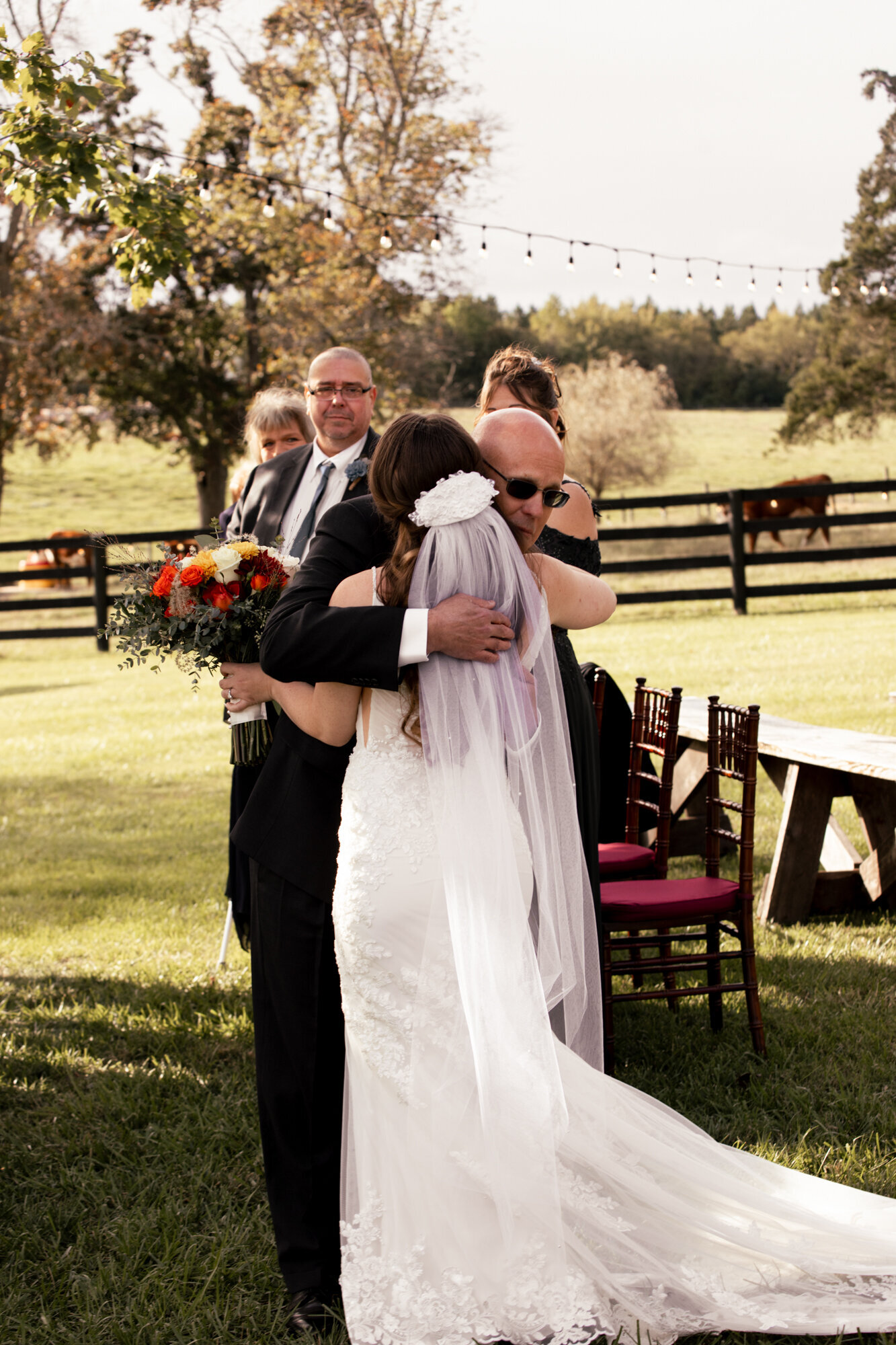 bride hugging father