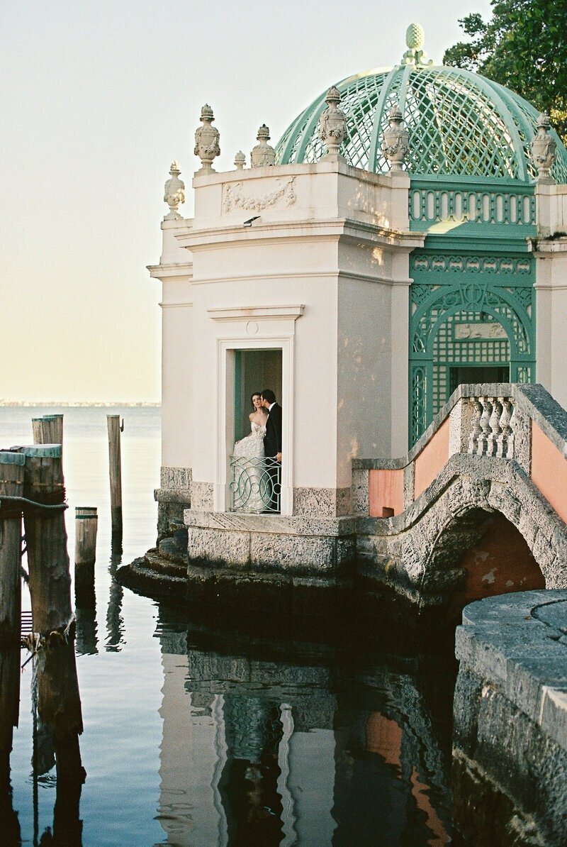 Fort myers wedding venue featuring bride and groom in doorway