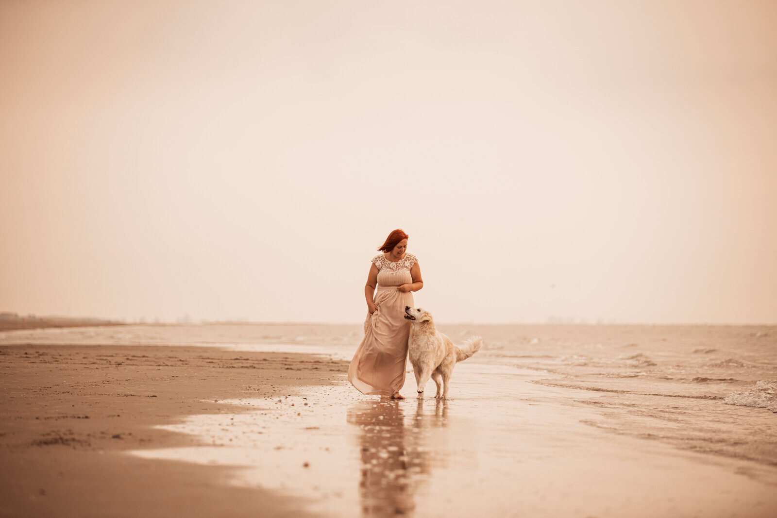 Een fotoshoot met je Golden Retriever aan zee waarbij jullie band wordt vastgelegd 