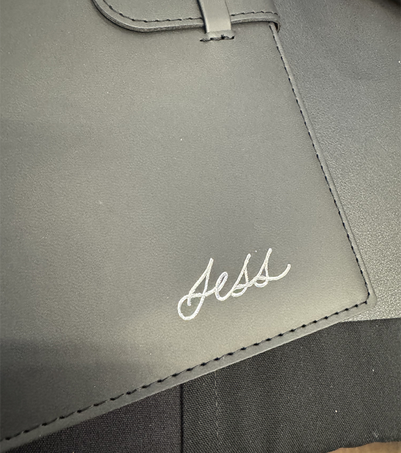 Silver Foil Calligraphed Jess Name on Journal