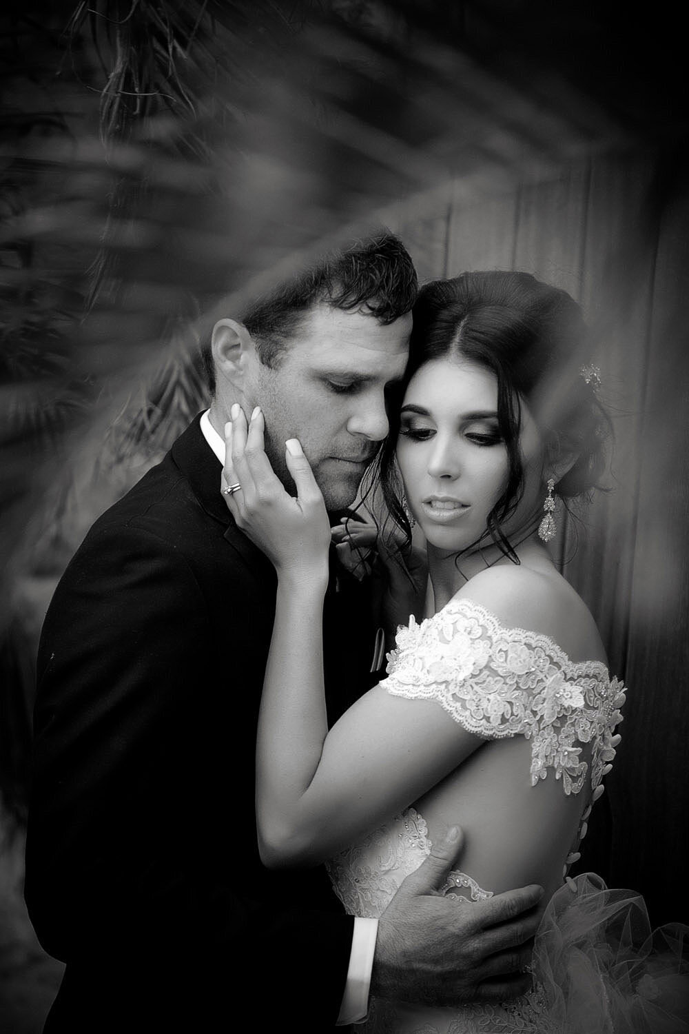 wedding couple black and white image taken Emu Park, QLD