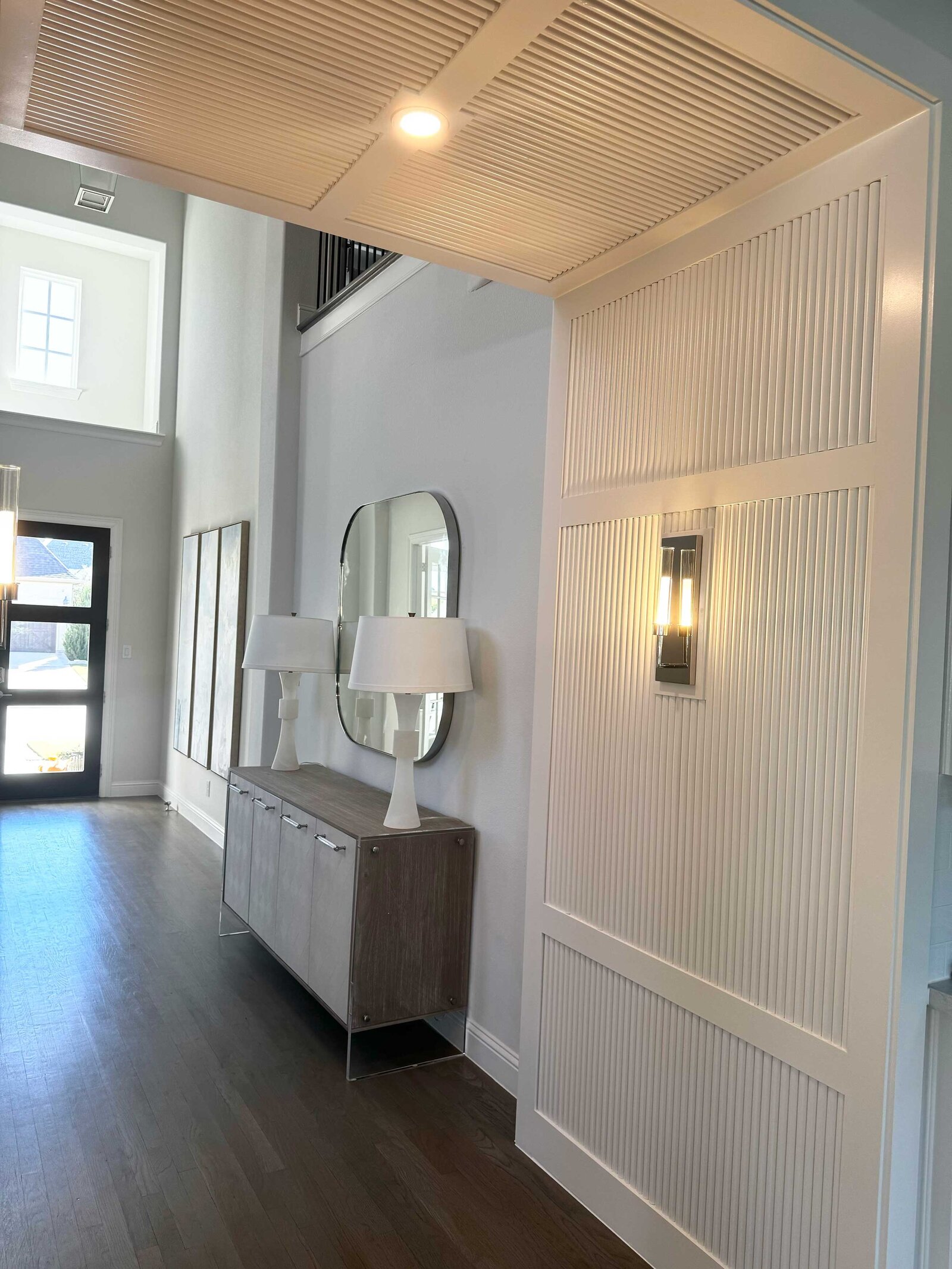 Home design for renovations featuring a beautifully updated living space with contemporary finishes, including modern furniture and stylish lighting fixtures.