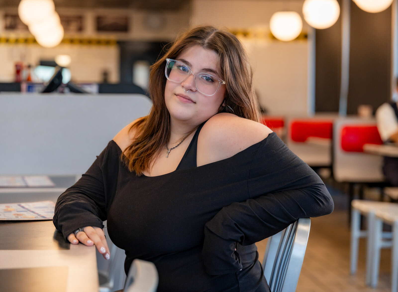 edgy girl in diner
