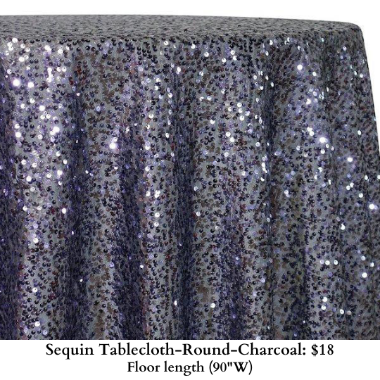 Sequin Tablecloth-Round-Charcoal-386