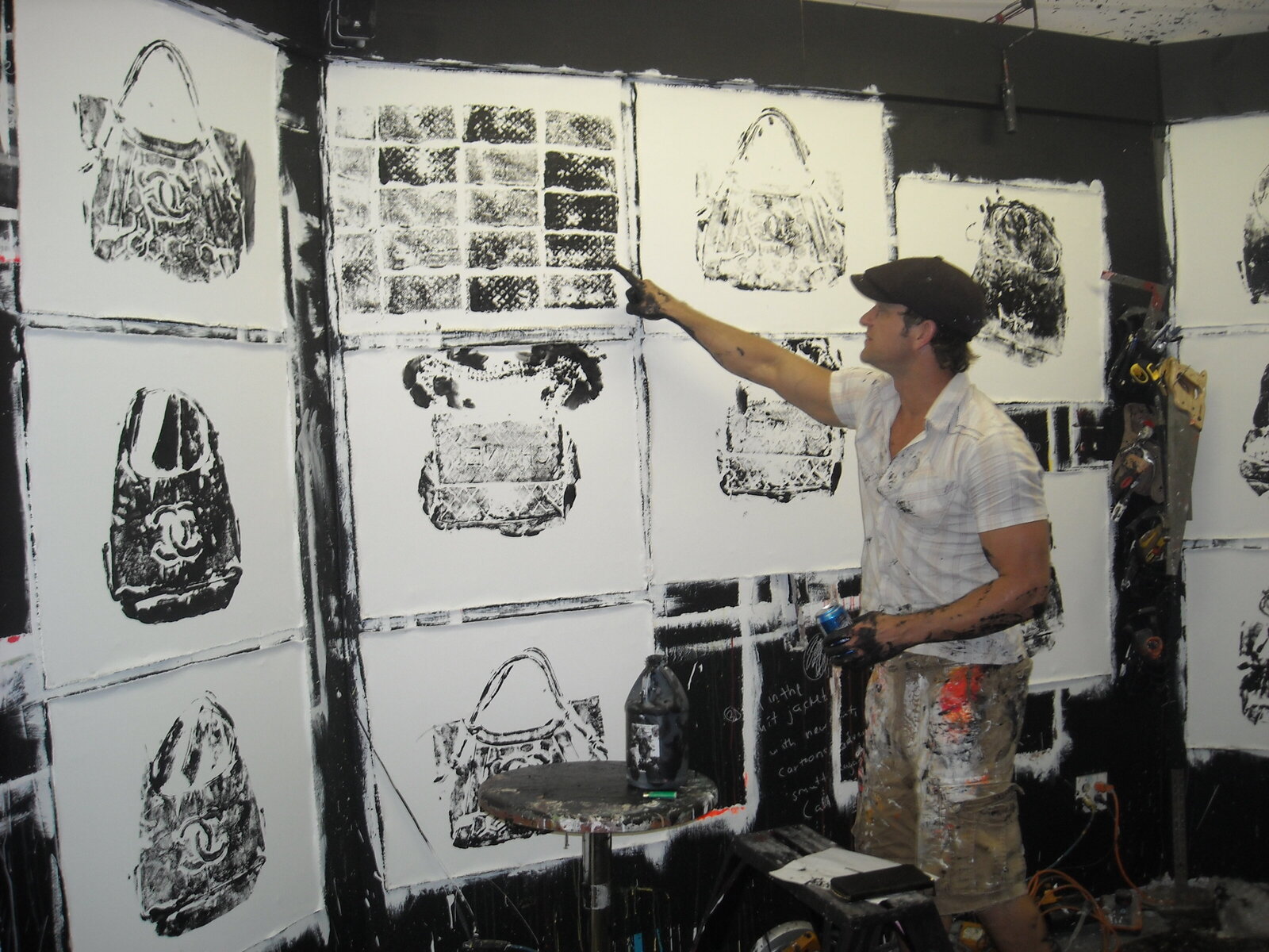 Brent Ray Fraser Working on purses in silo 2008