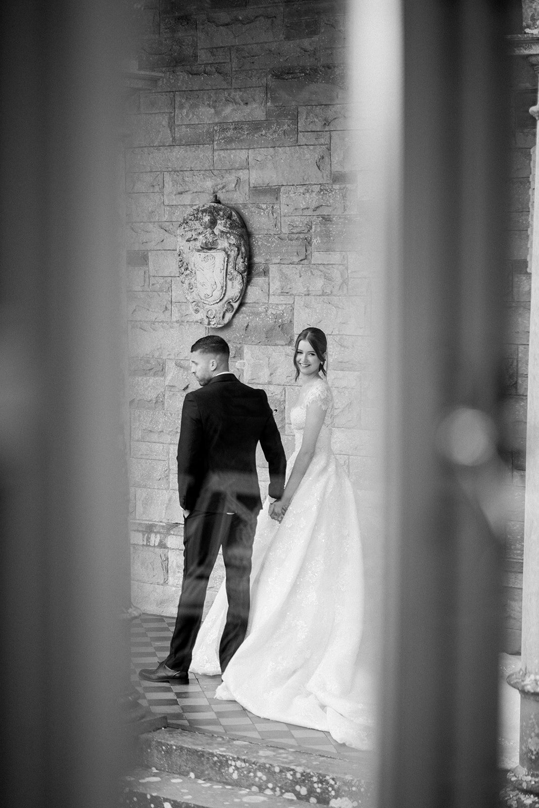 Bride and Groom’s Romantic Walk at Castle Leslie, Ireland