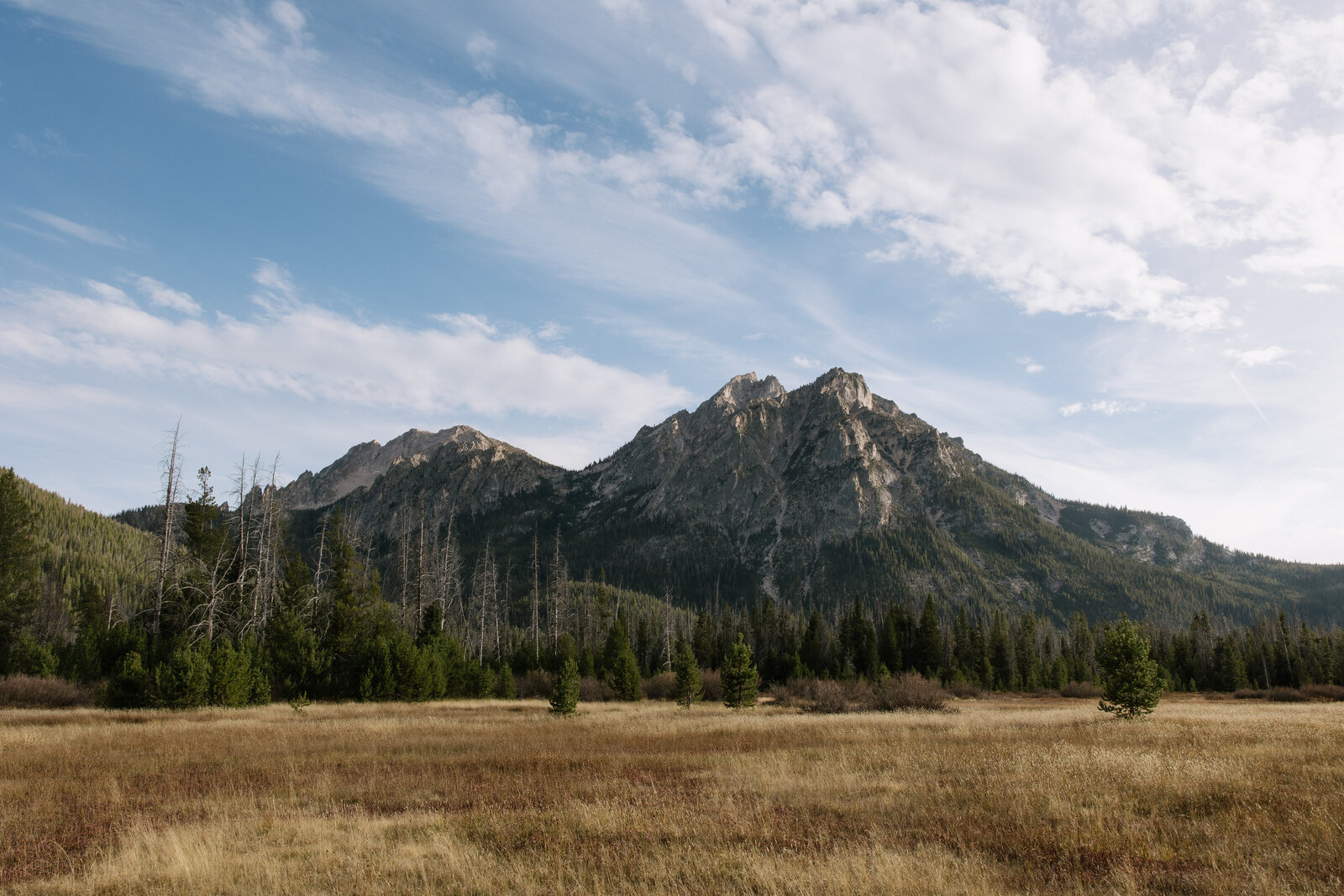 Scenic mountain backdrop at an intimate wedding in the Sawtooths