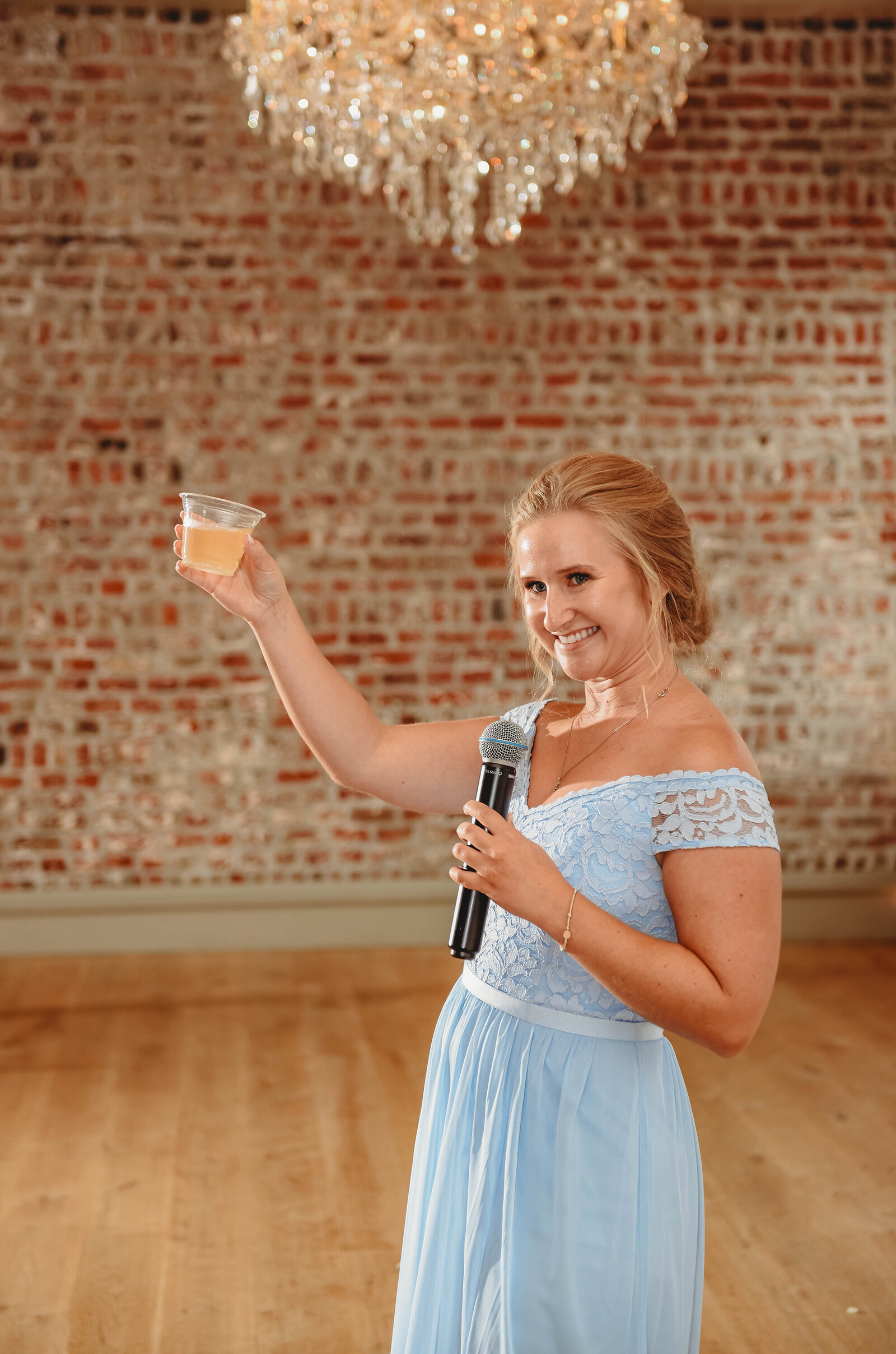 Maid of Honor gives toast during Micro-Wedding Reception in Charleston, SC.