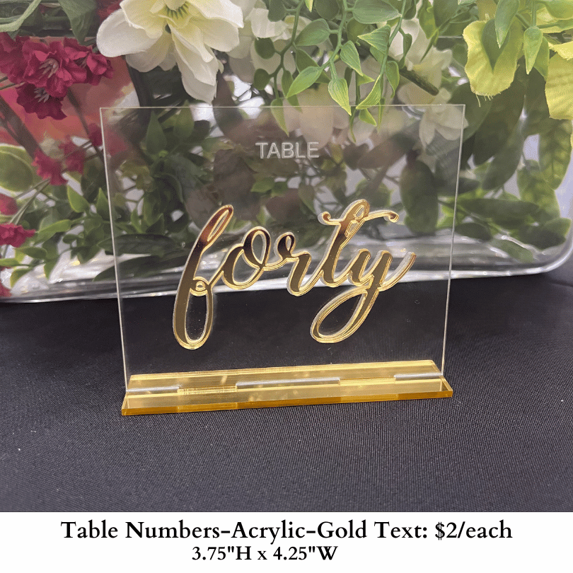 Table Numbers-Acrylic-Gold Text-876