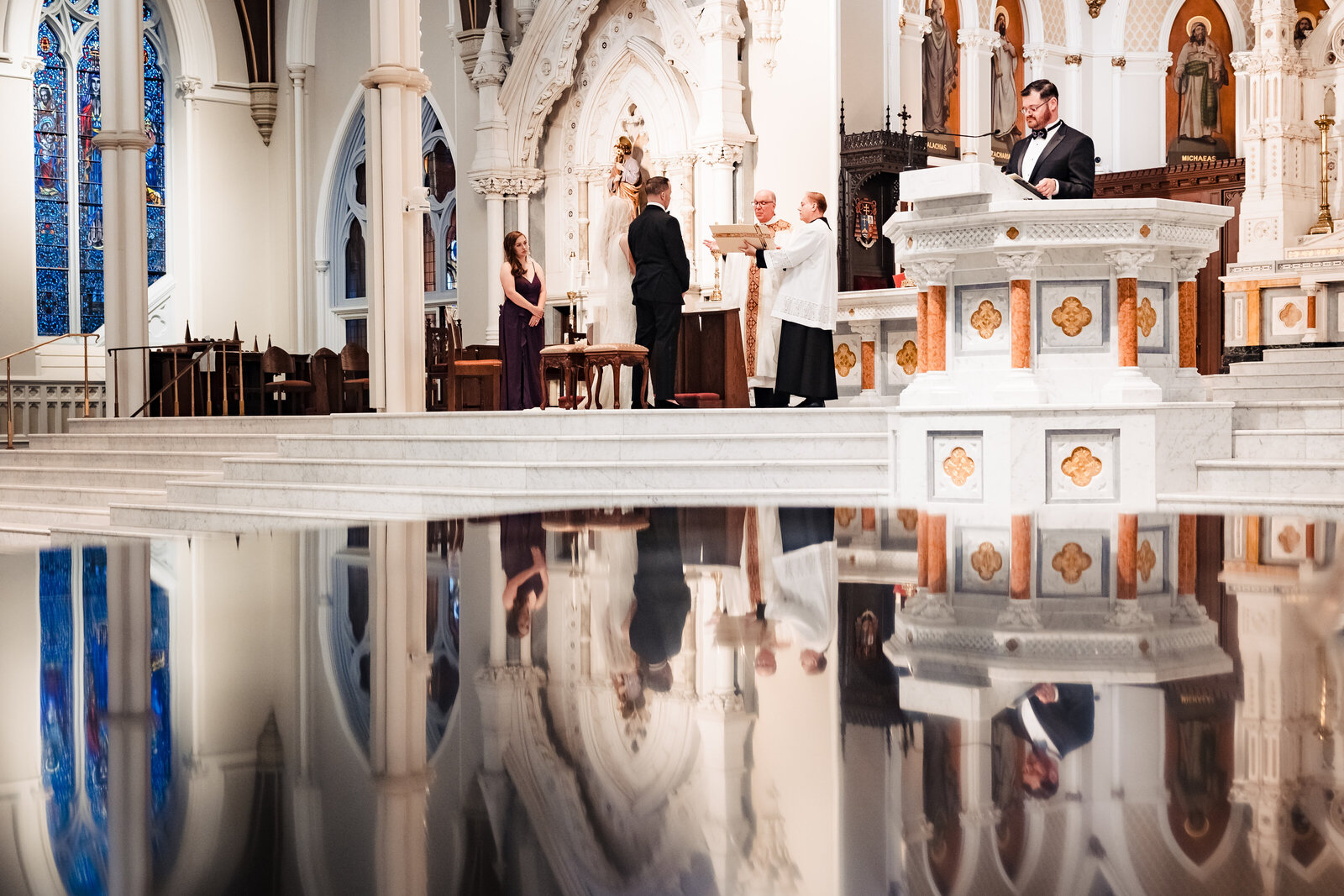cathedral-holy-cross-wedding-ceremony-reflection-lisa-gilbert-photography