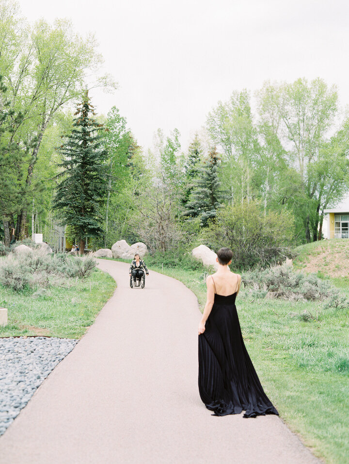 bride wearing a black wedding dress