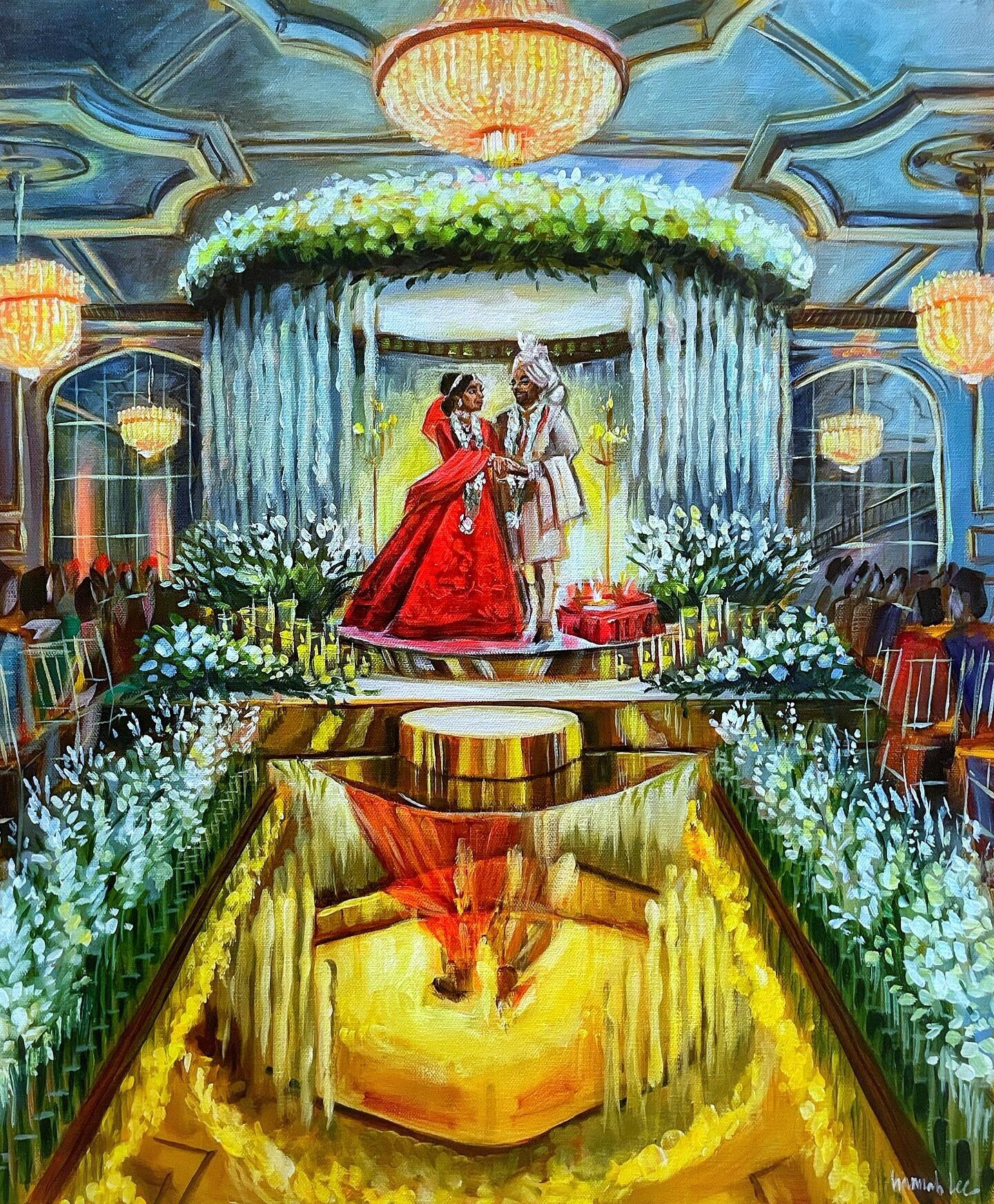 Hannah Paints Events live wedding painting - Radhika and Sohil - Indian wedding ceremony at The Legacy Castle