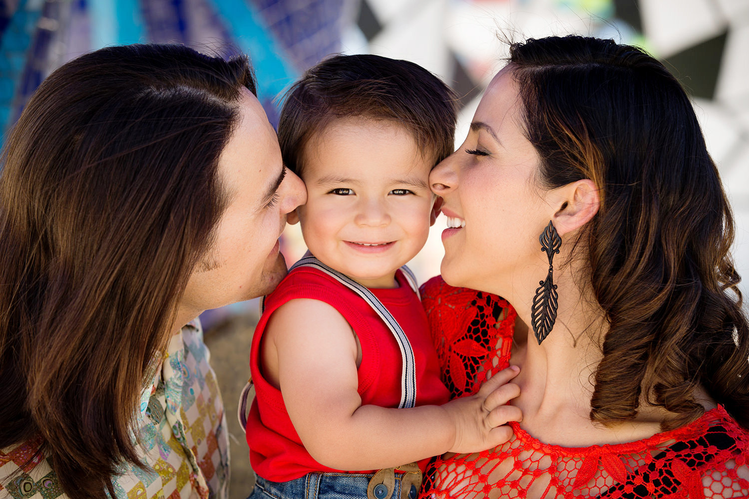 san diego family photographer | parents laughing at son wearing red