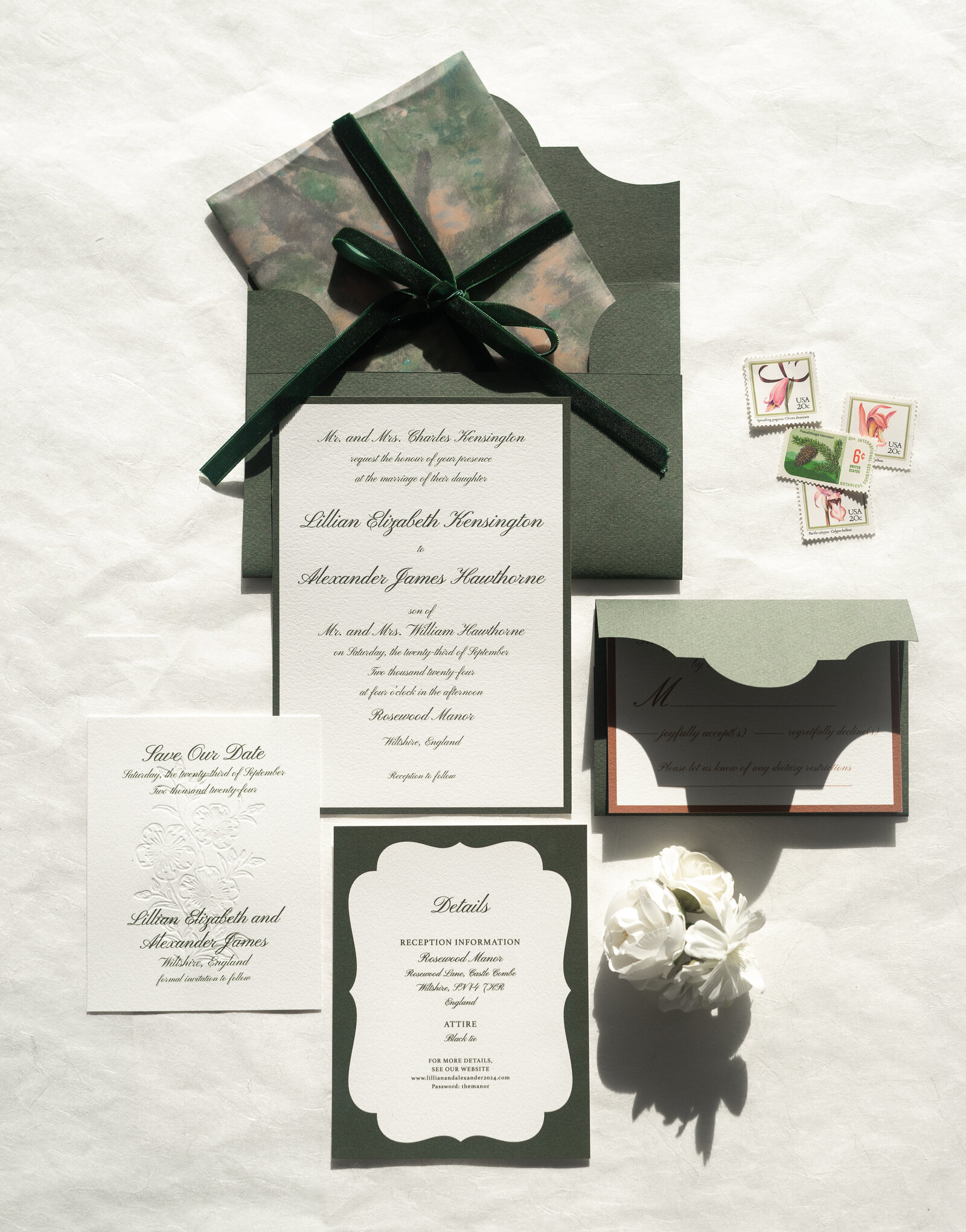 Elegant wedding invitations by The Layout Collective.