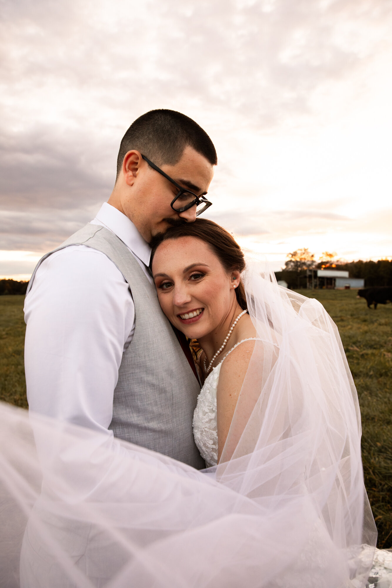 bride and groom sunset photos