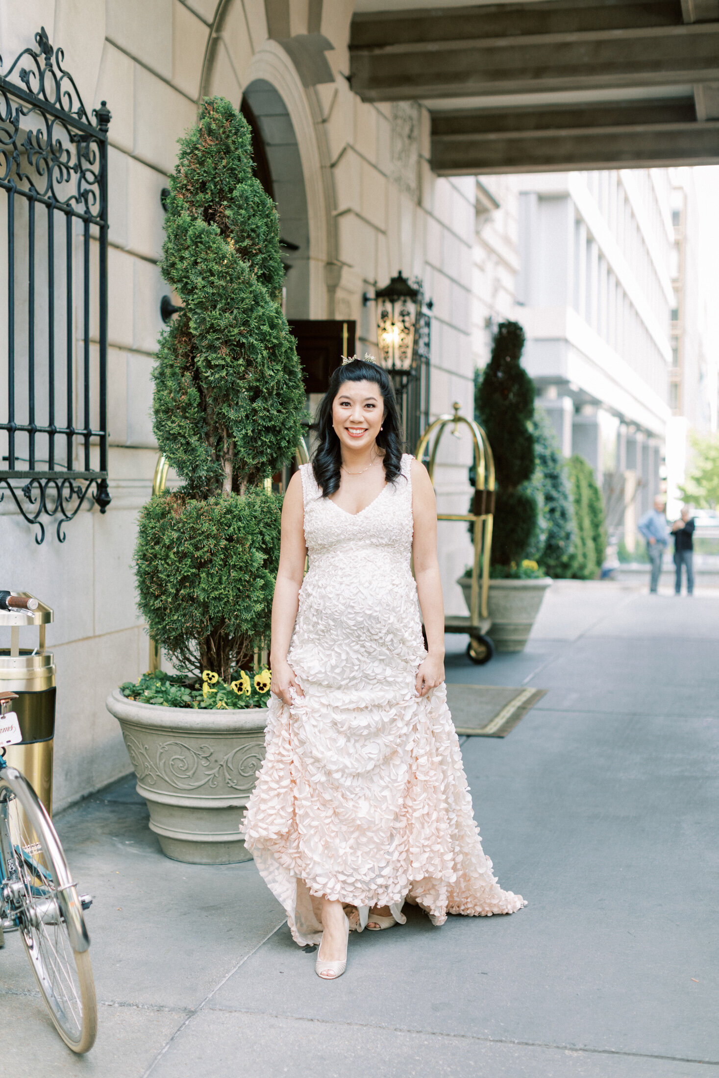 Bride is ready for her first look at the Hay-Adams hotel in DC