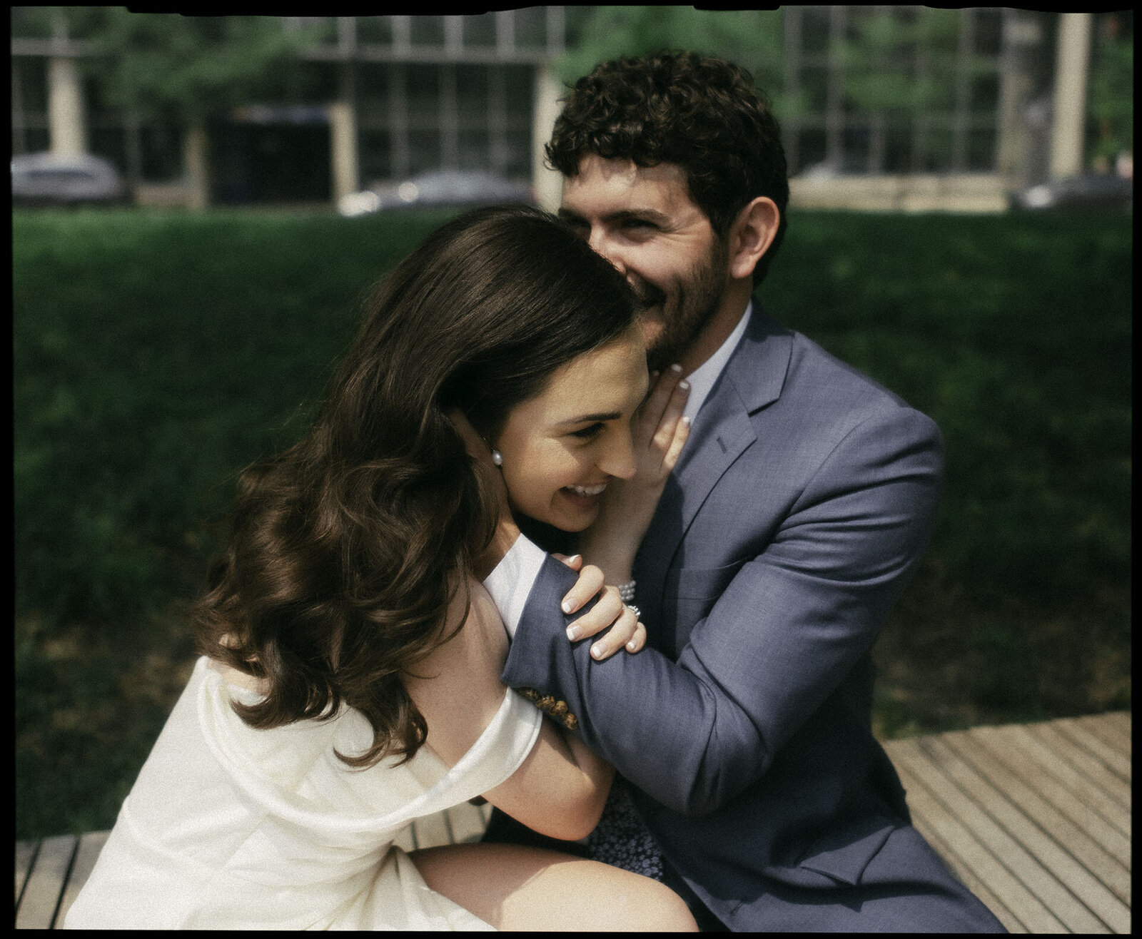 couple laying in field