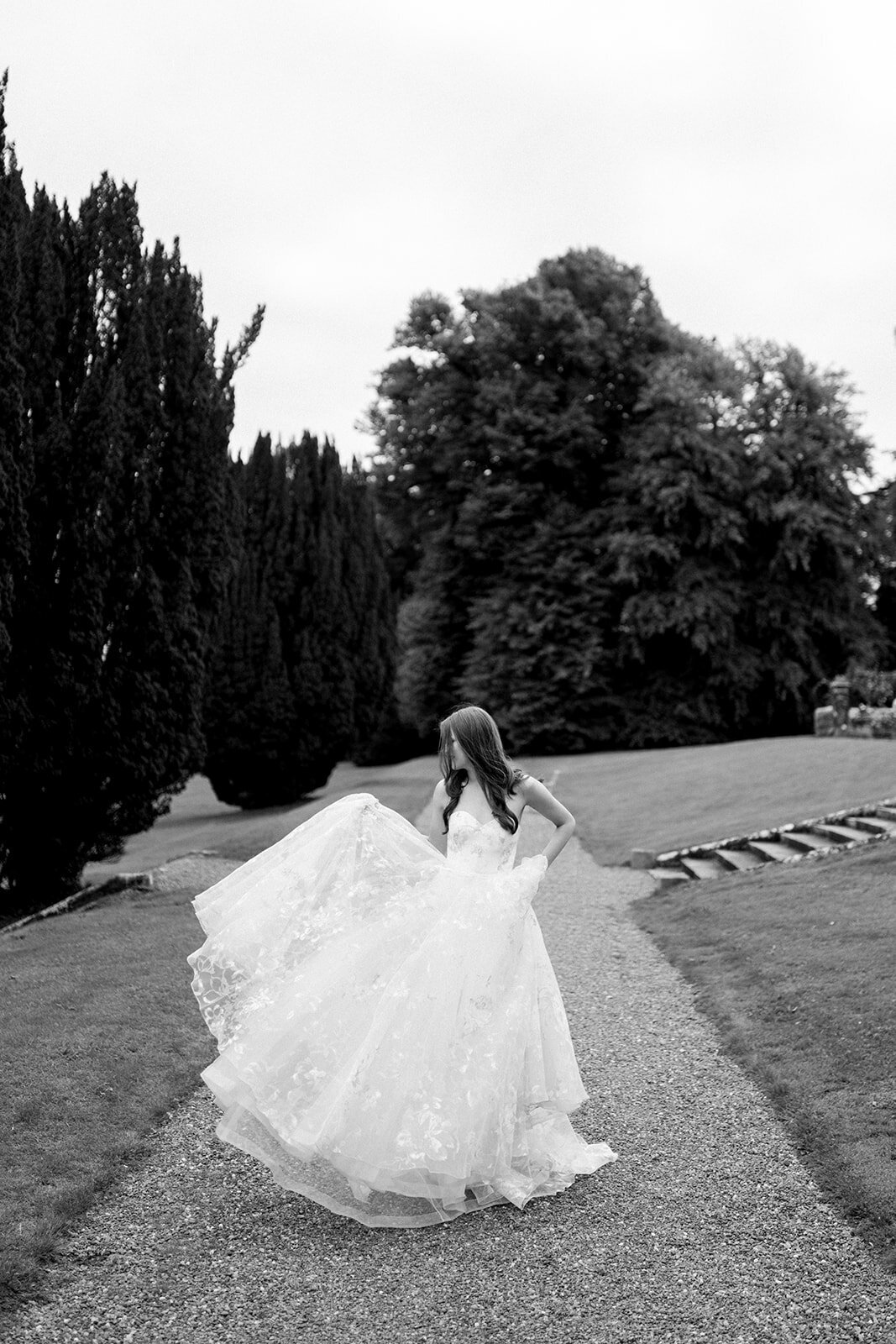 Bride in Stunning Wedding Gown at Castle Leslie, Ireland