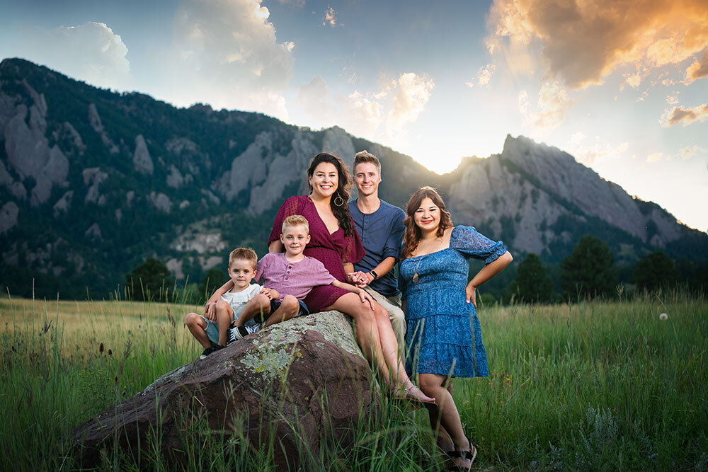 family-boulder-photographer-NCAR-sunset-mountain-love-light-bright-colorful