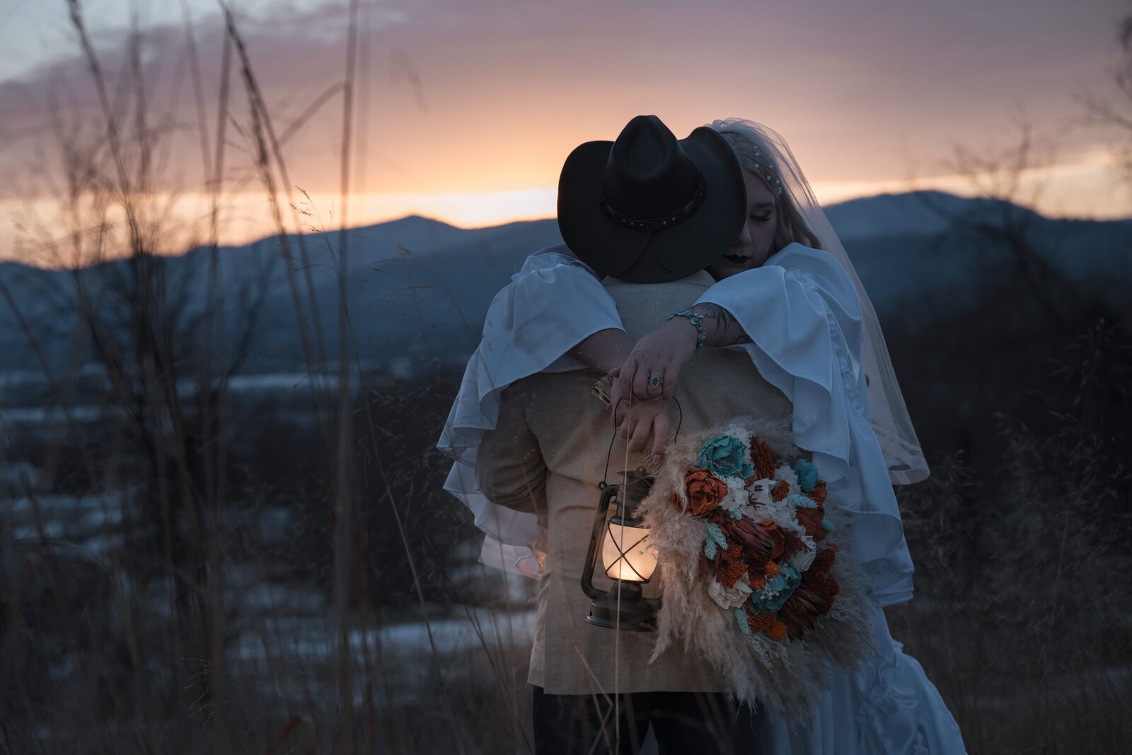 Vow exchange on a mountaintop of the blue ridge mountains