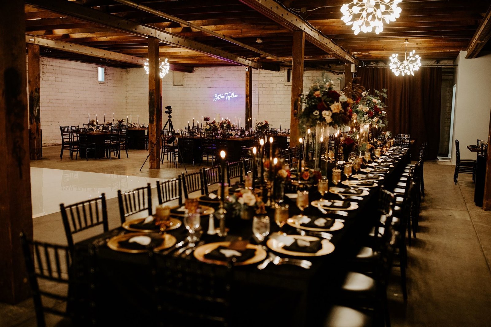 Fort Worth warehouse venue reception layout