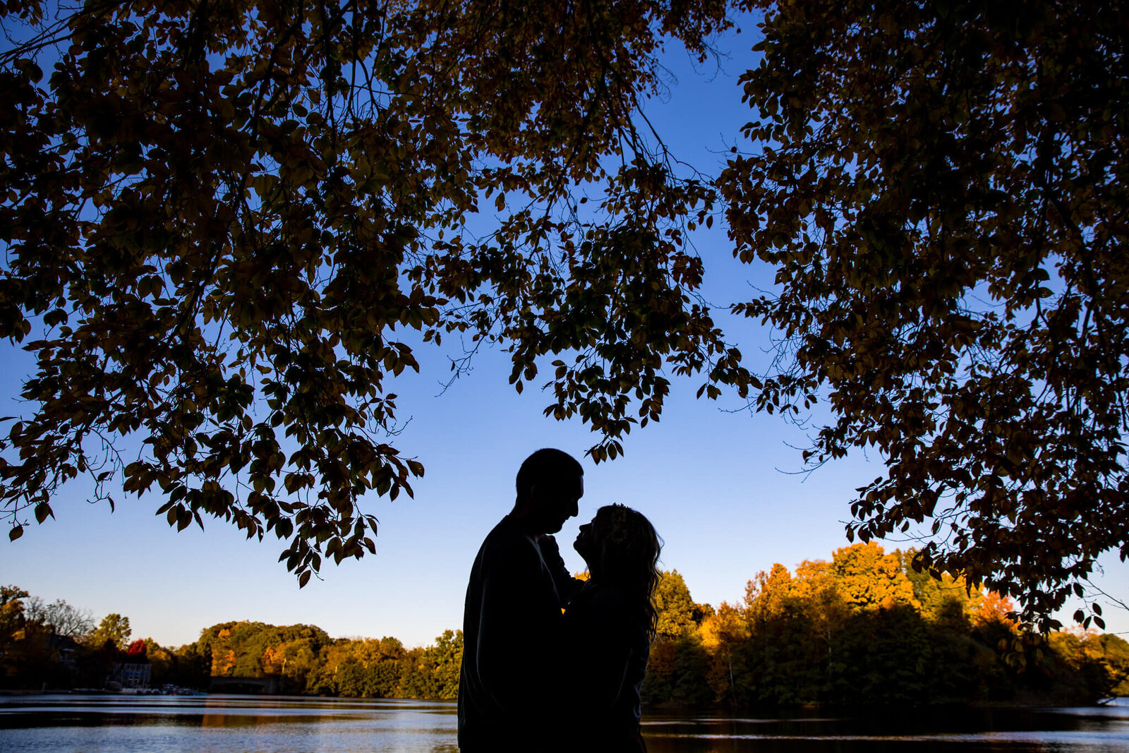engagement-silhouette-fall-lake-sharon-woods-cincinnati