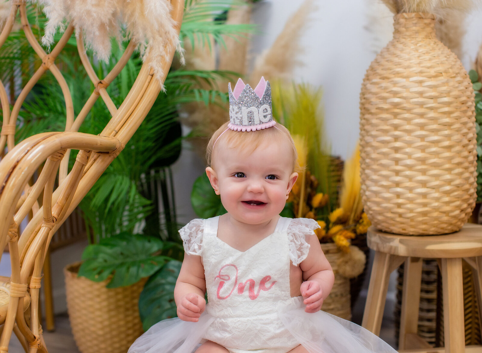 one year old girl smiling