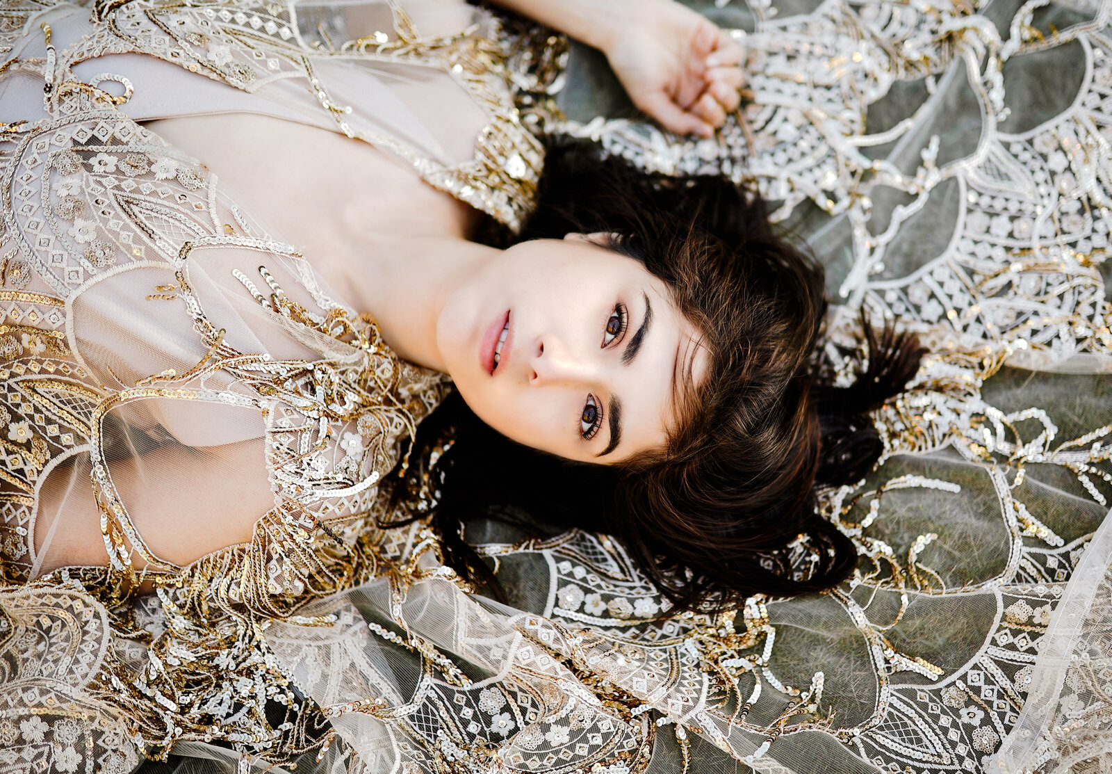 A dreamy boho bridal look, perfect for styled shoots in the wild landscapes of the Pacific Northwest.