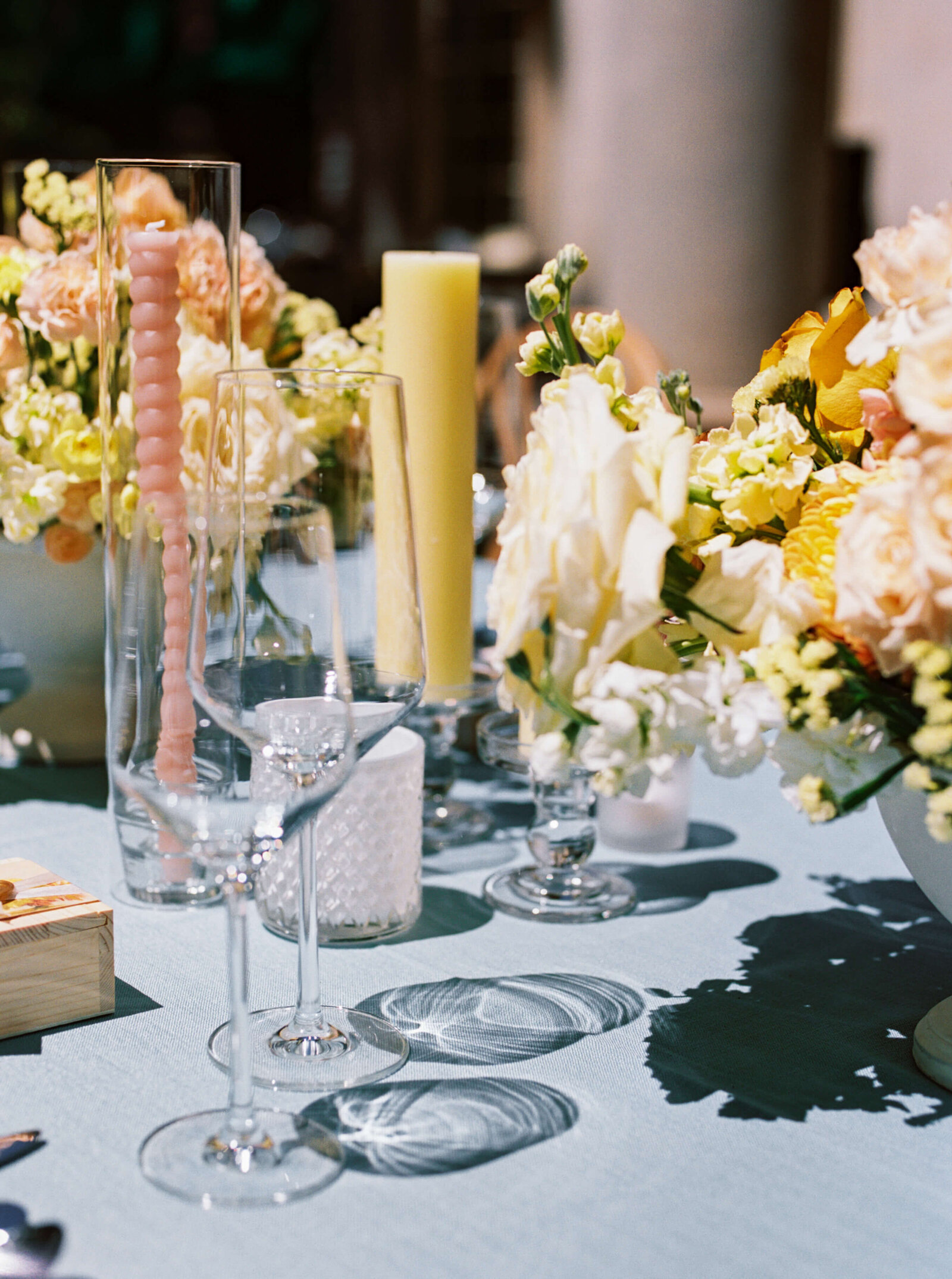 baby blue and yellow details adorn a virginia wedding