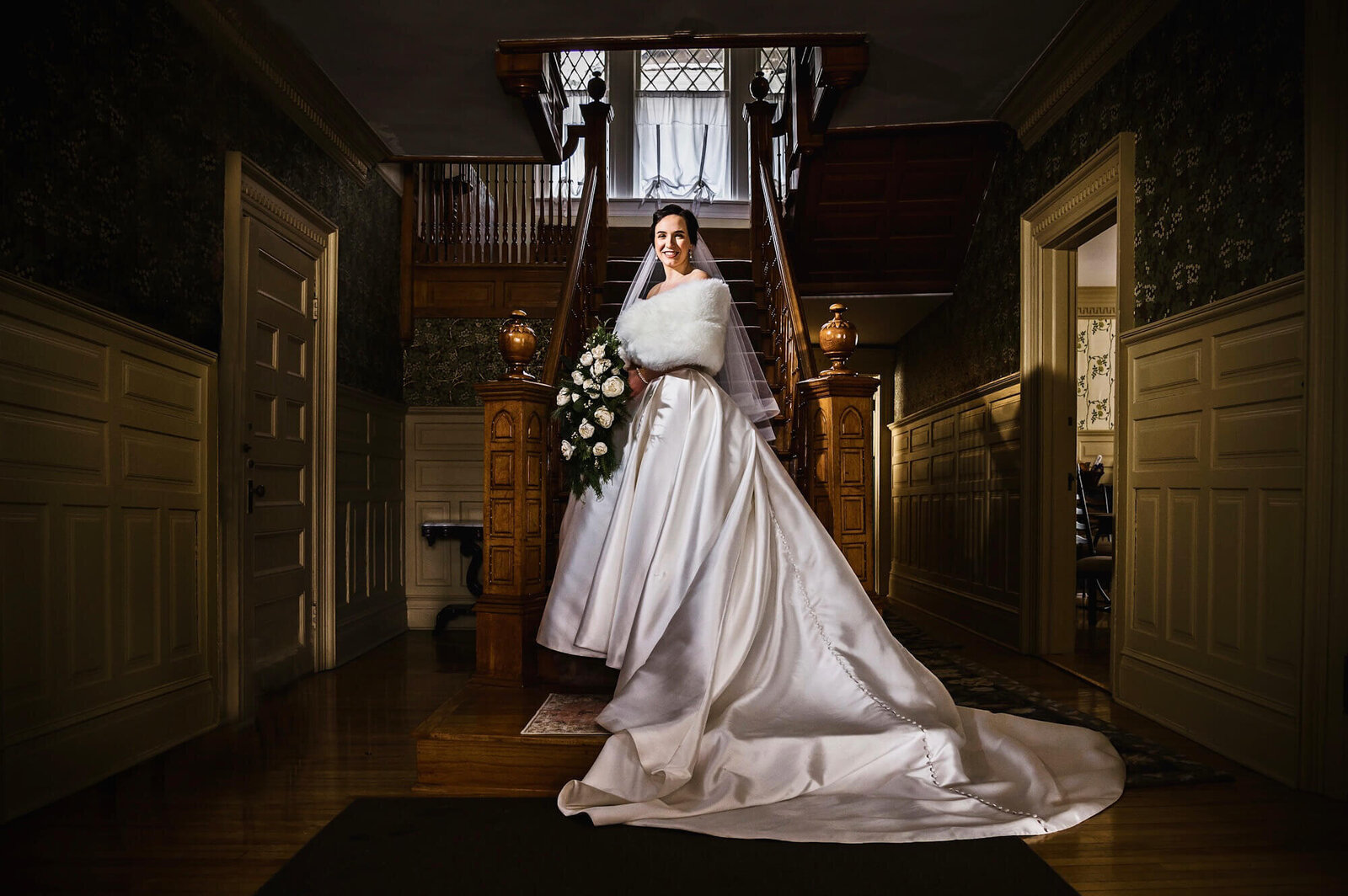 Adirondack Bride Posing for a bridal portrait