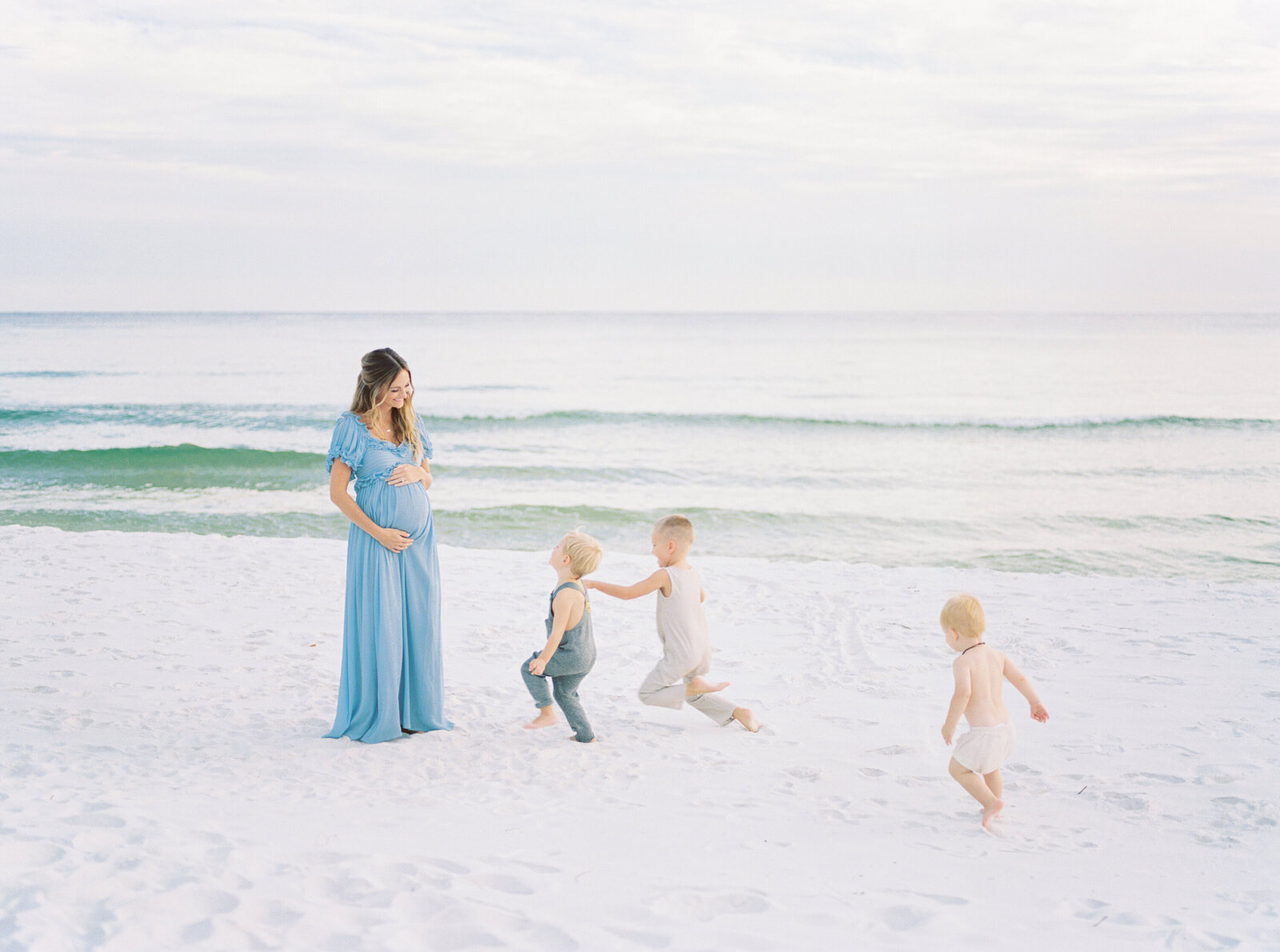 mother-and-children-on-a-beach