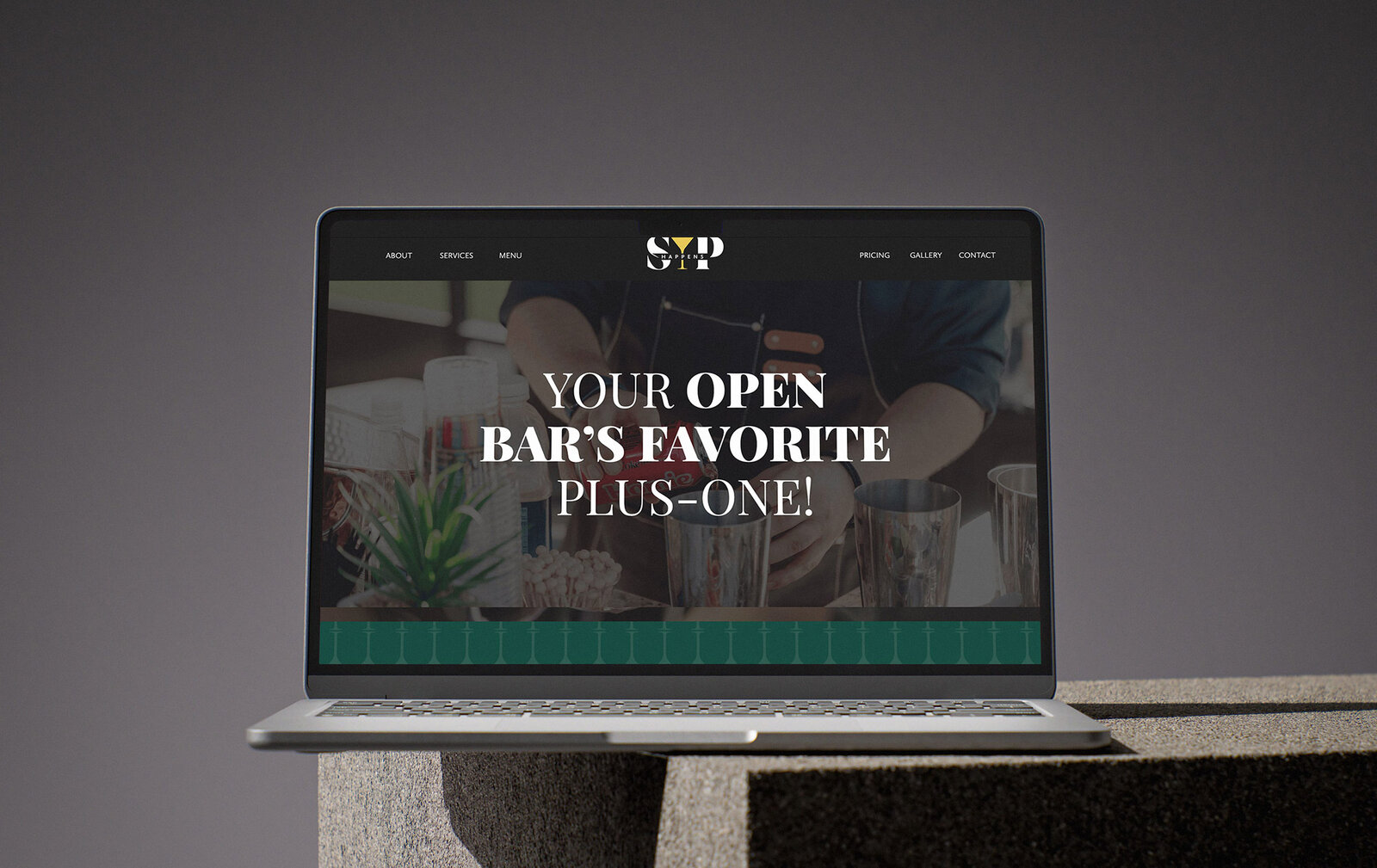 sip happens website on laptop screen