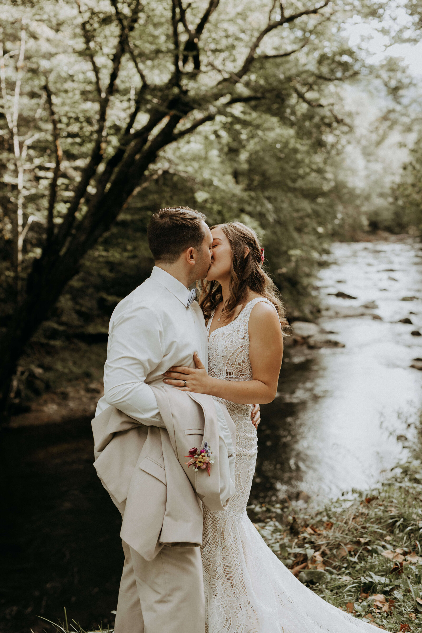 bride and groom portraits in Great Smoky Mountains