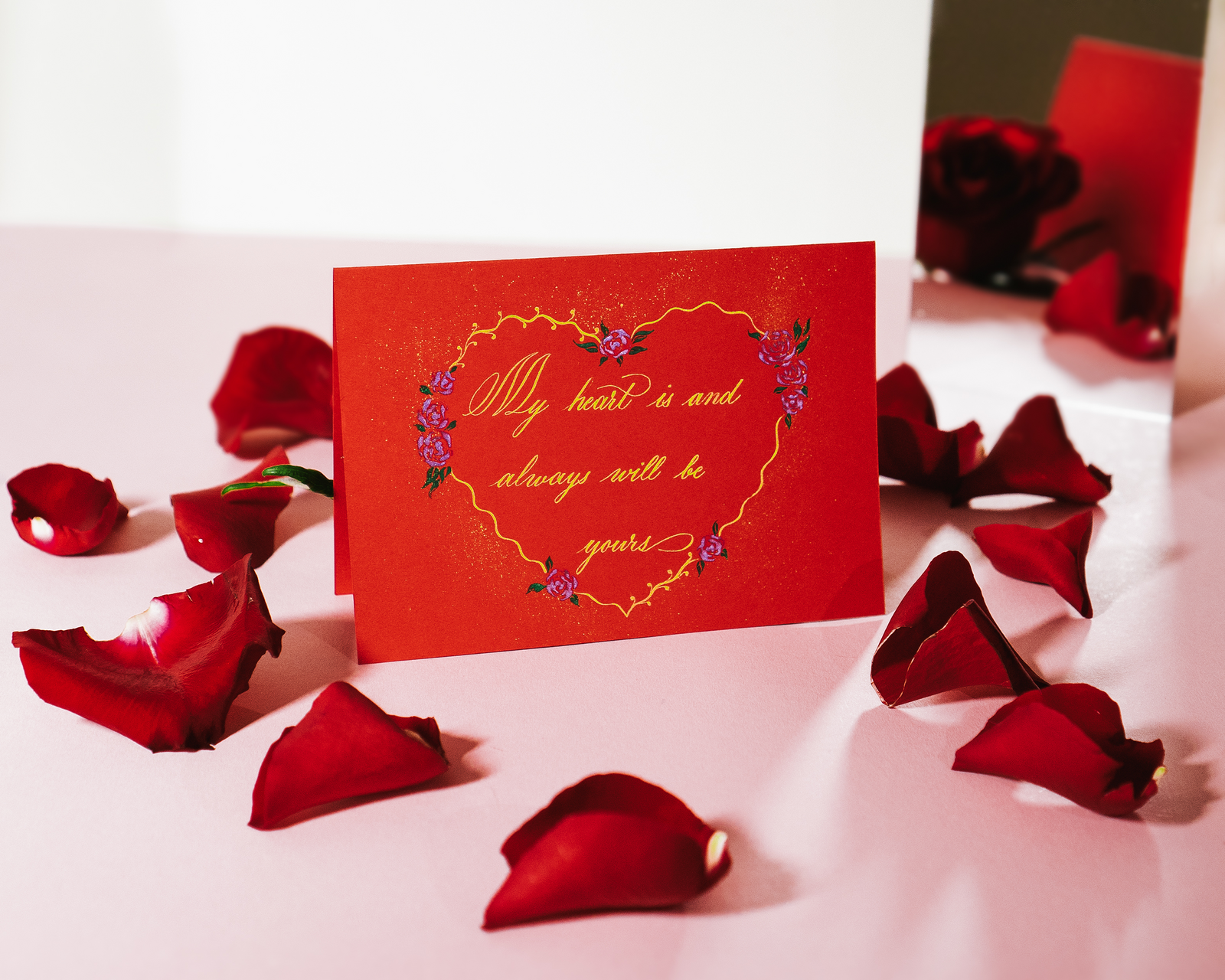 Valentine's day card calligraphy copperplate script red card love berlin