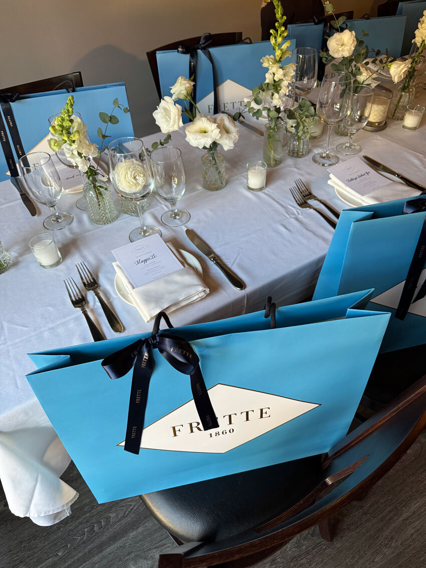 Frette and Bloomingdales Client Dinner with Calligraphed menus