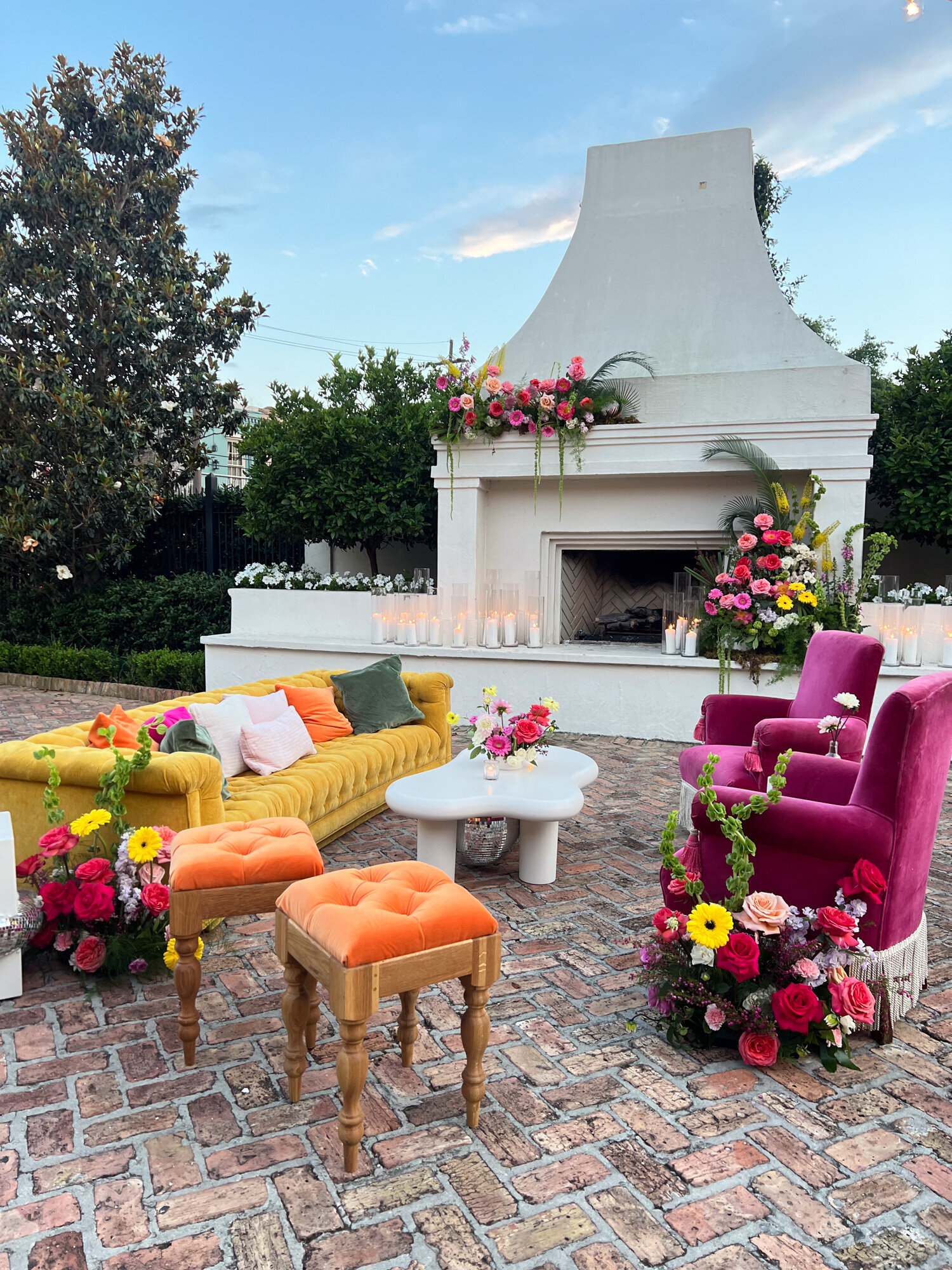 colorful furniture layout design at luxury wedding reception