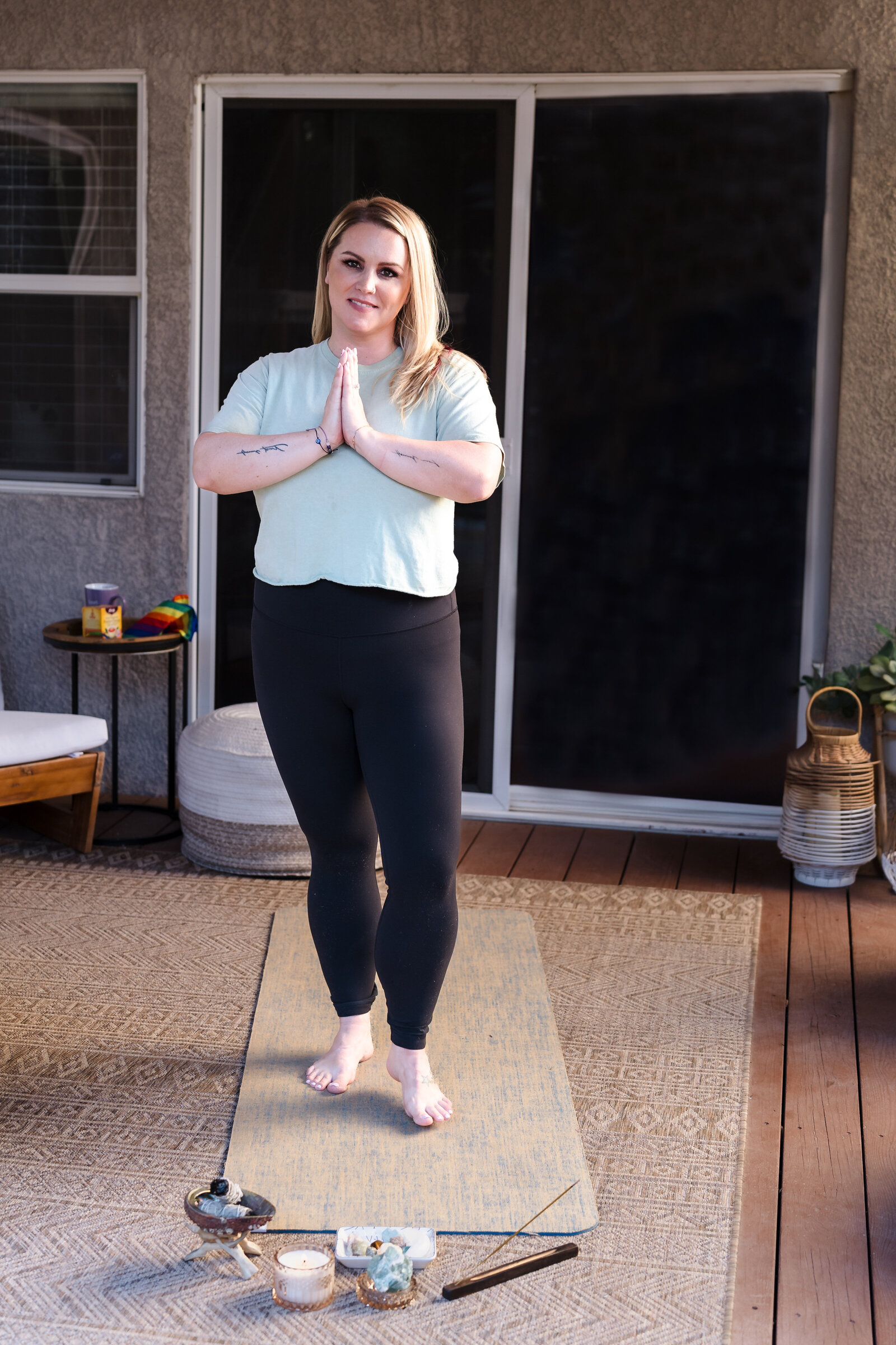 life coach in a yoga pose