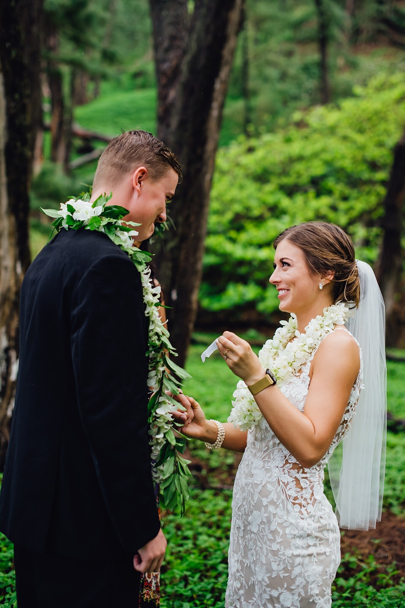 bride reading her wedding vows