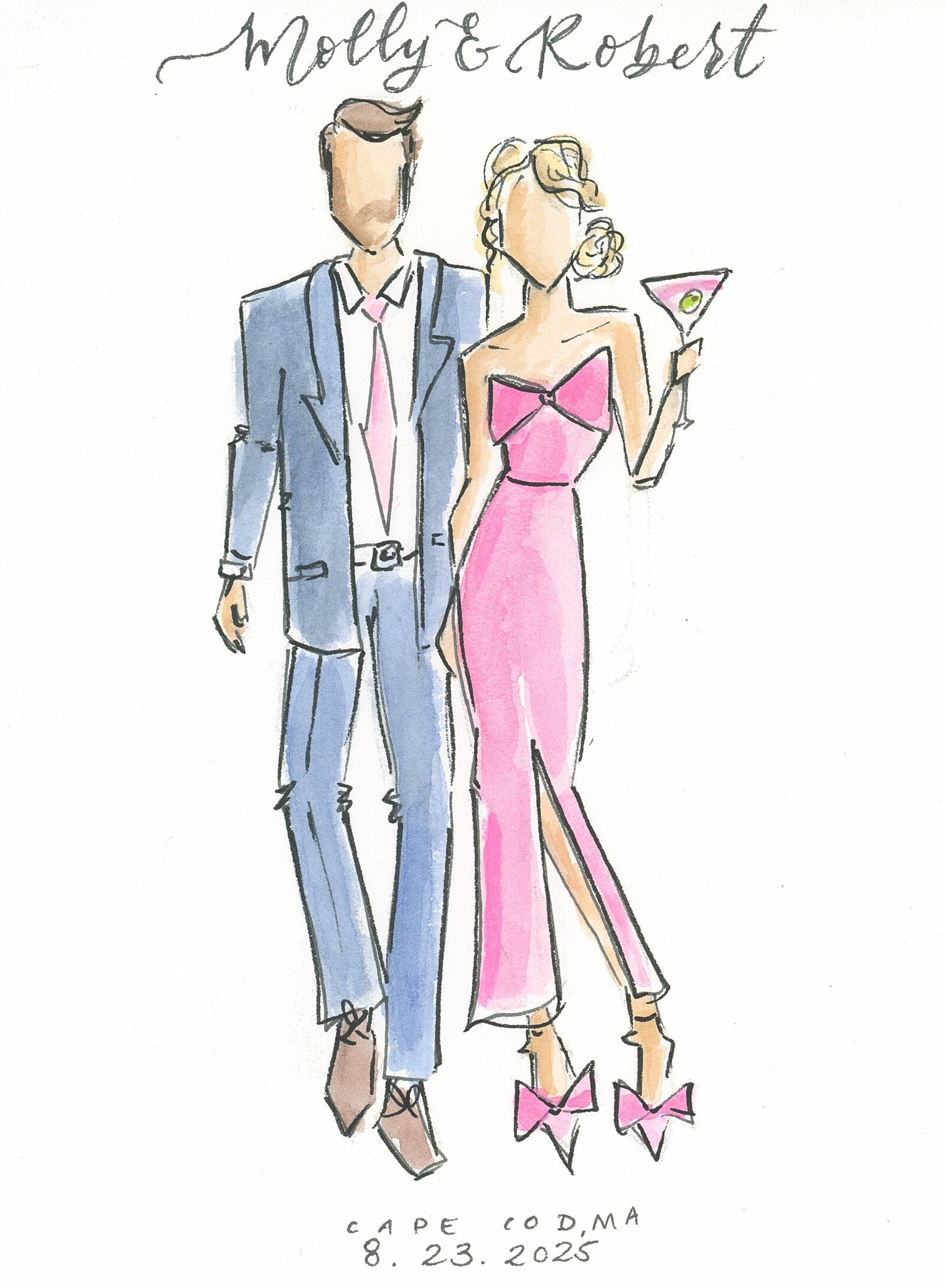 illustratoin guest example pink dress 