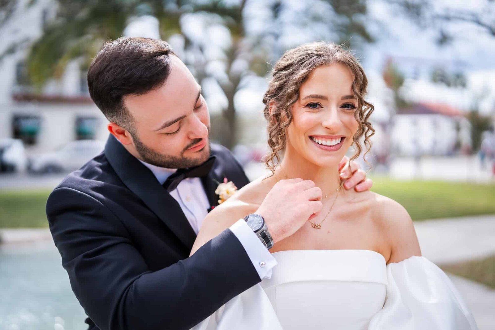 bride and groom portraits at Casa Monica wedding