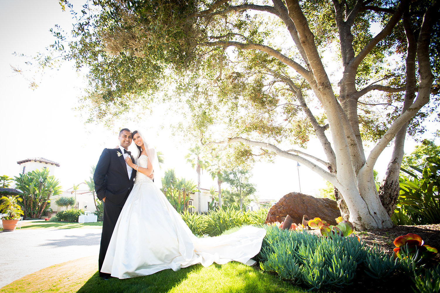 Scenic wedding portrait at The Crosby Club in Rancho Santa Fe