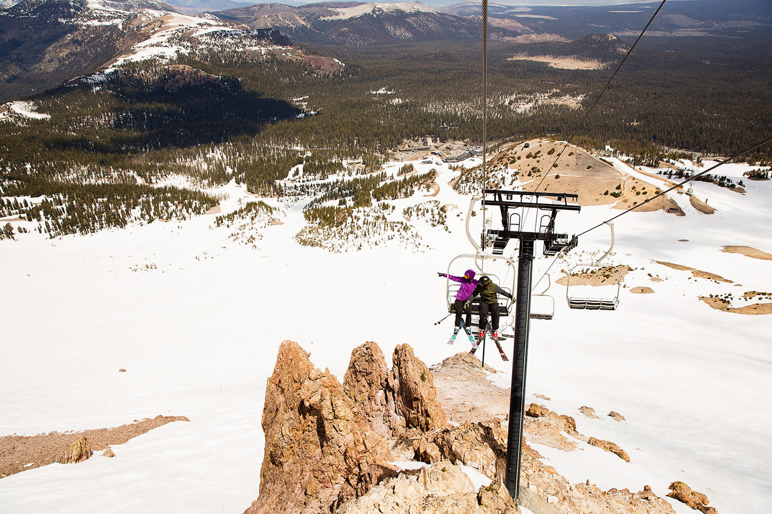 Mammoth Mountain engagement photos ski lift