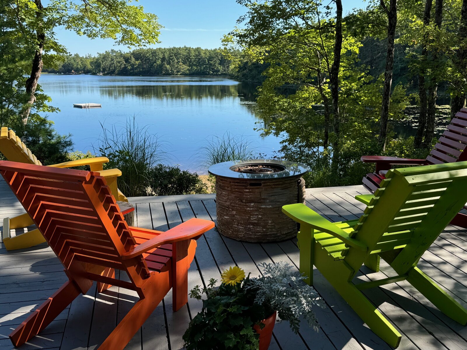 deck chairs lake