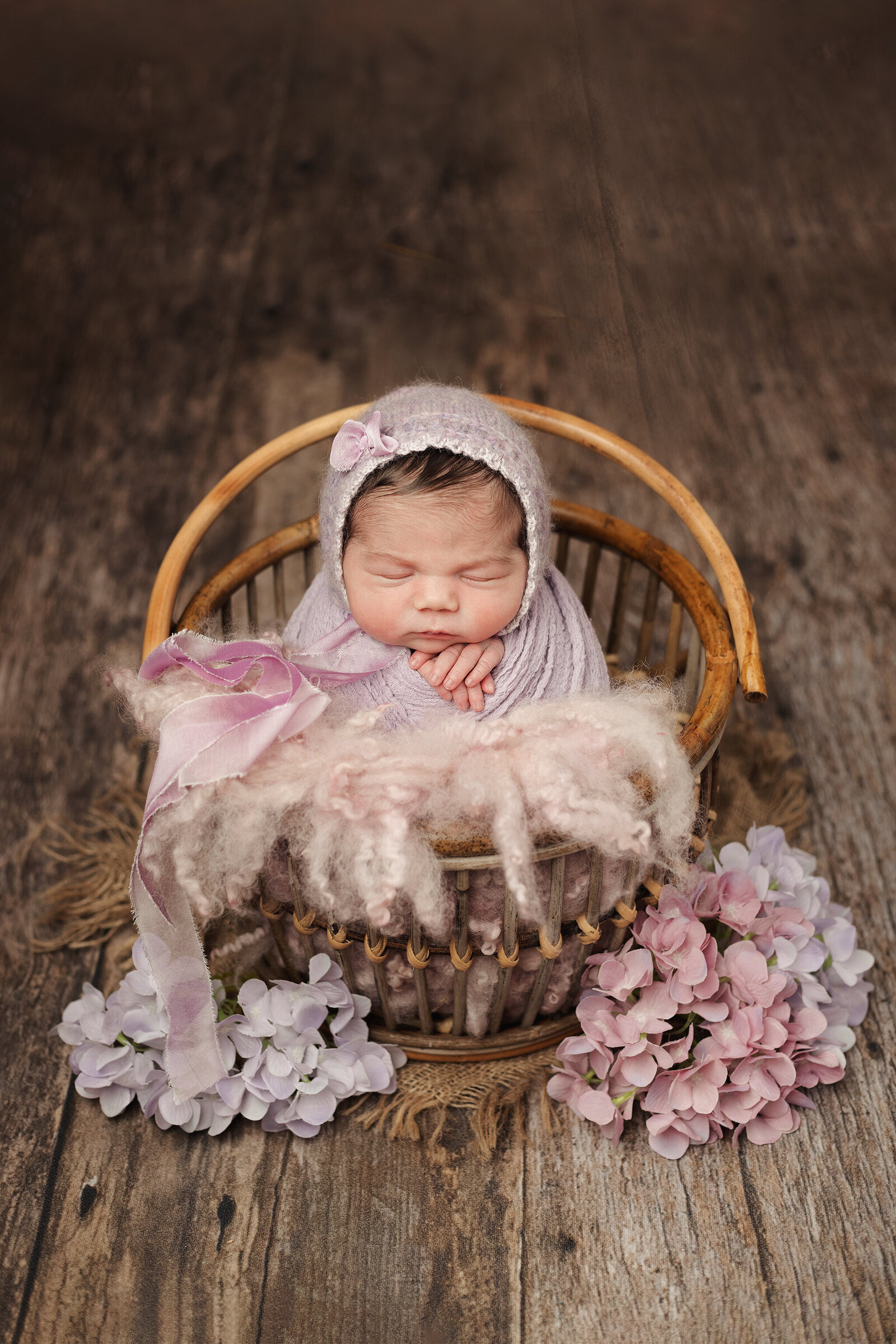 baby lilac girl newborn bonnet photographer near me