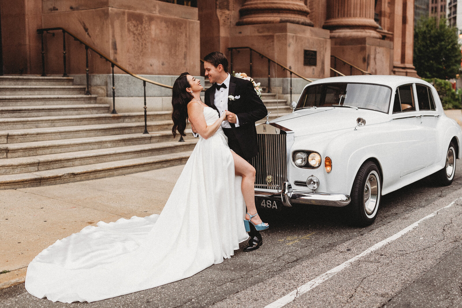 Bride and groom portrait during their elegant Philadelphia wedding