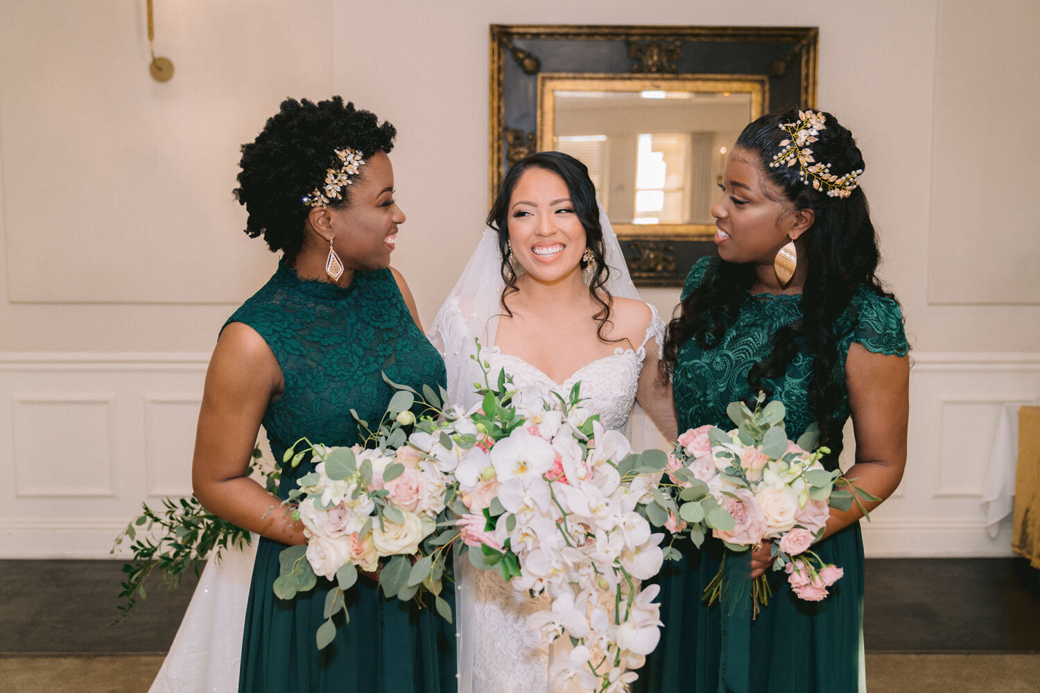Bride with her two beautiful squad