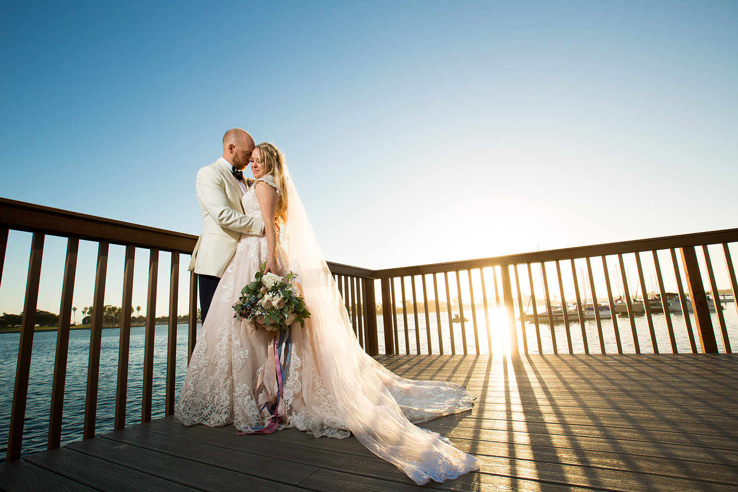 Incredible sunset portrait of wedding couple at Paradise Point