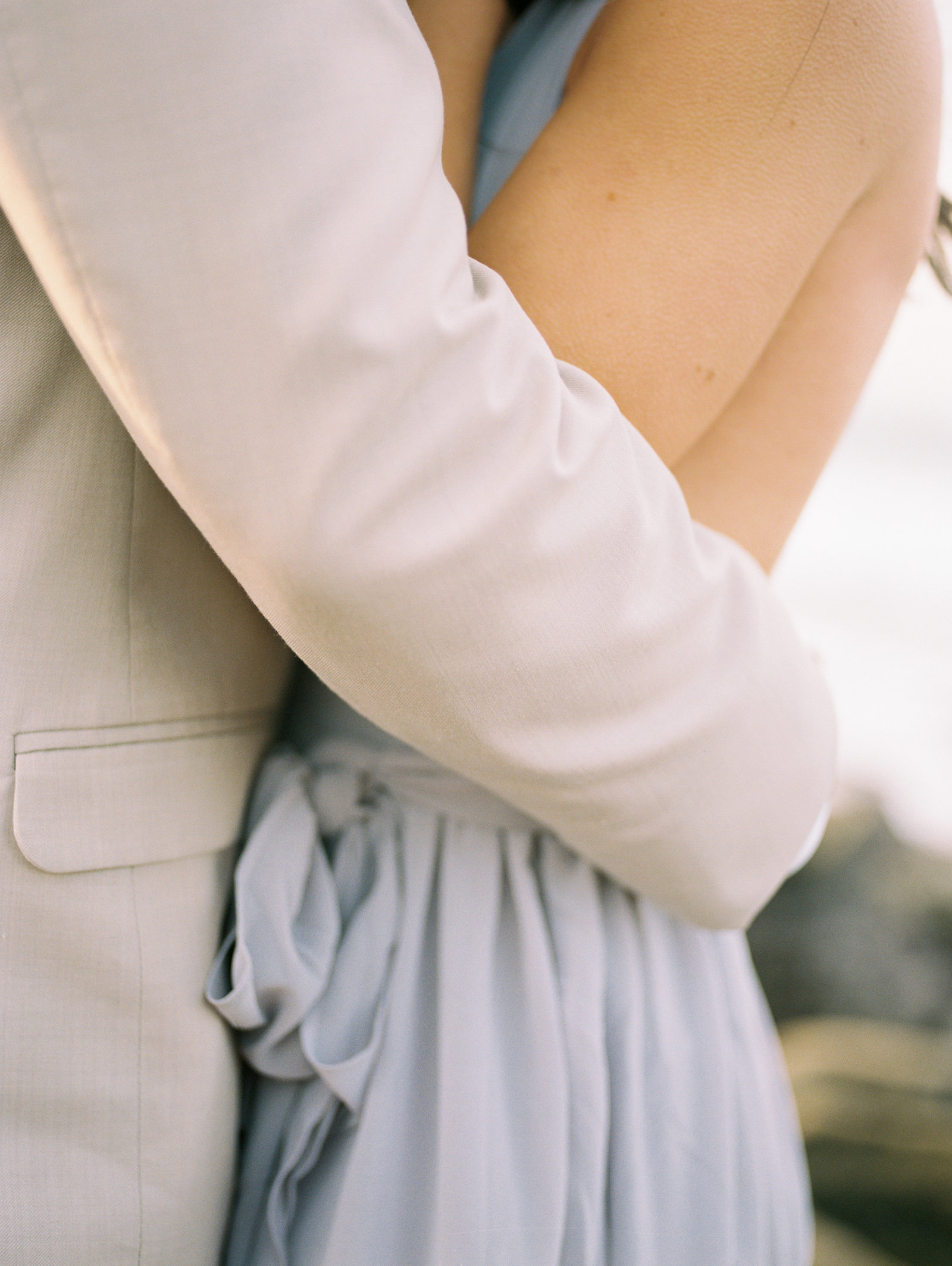Cozy bride and groom at La Jolla Engagement Session