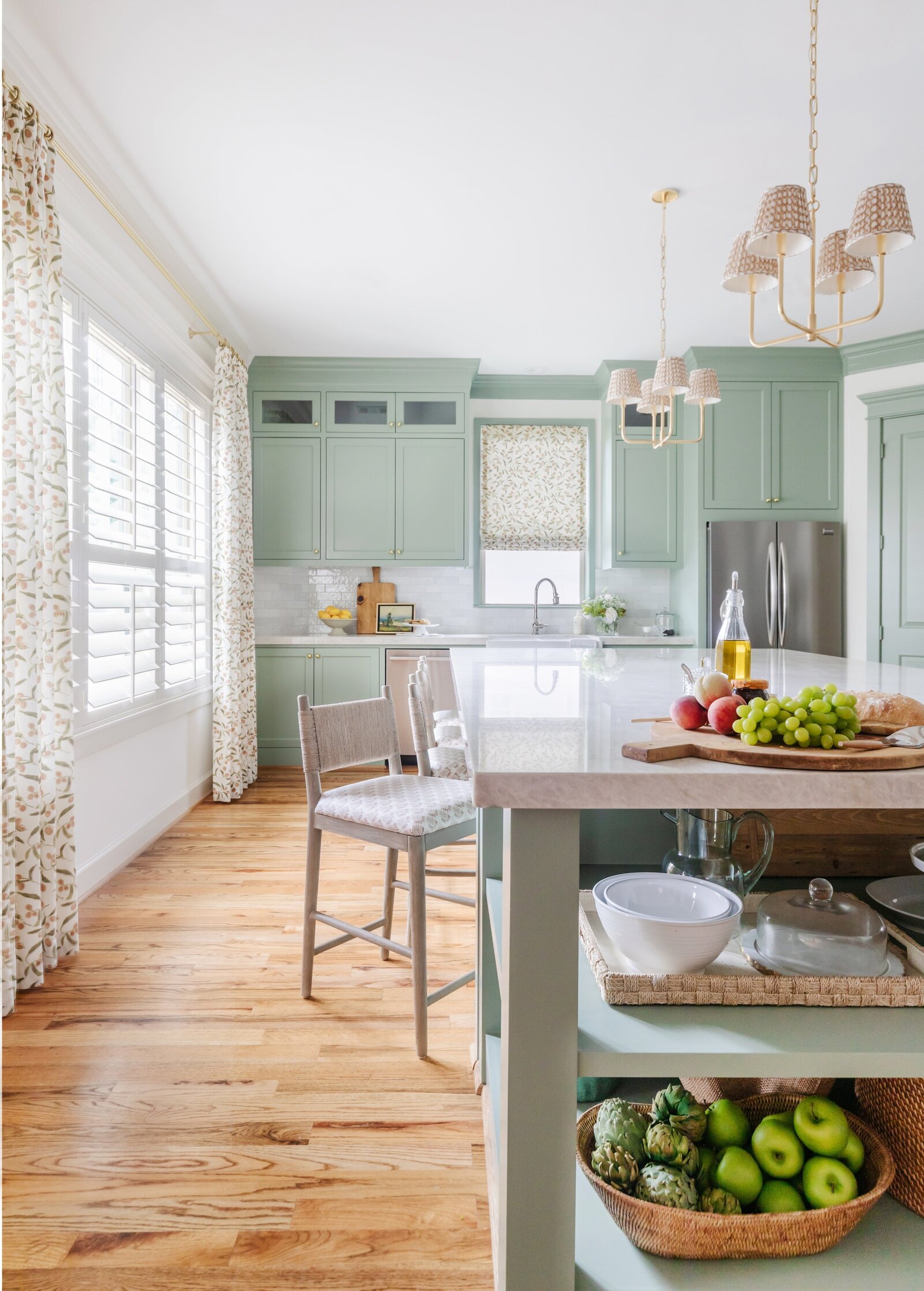 oyster creek studios green kitchen cabinets